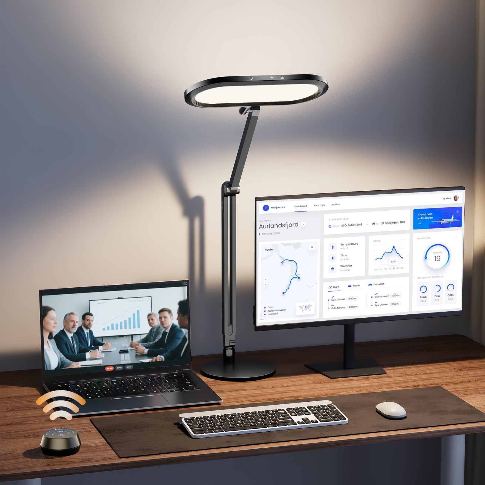 LitONES Dual-Sided LED Desk Lamp with Knob Remote