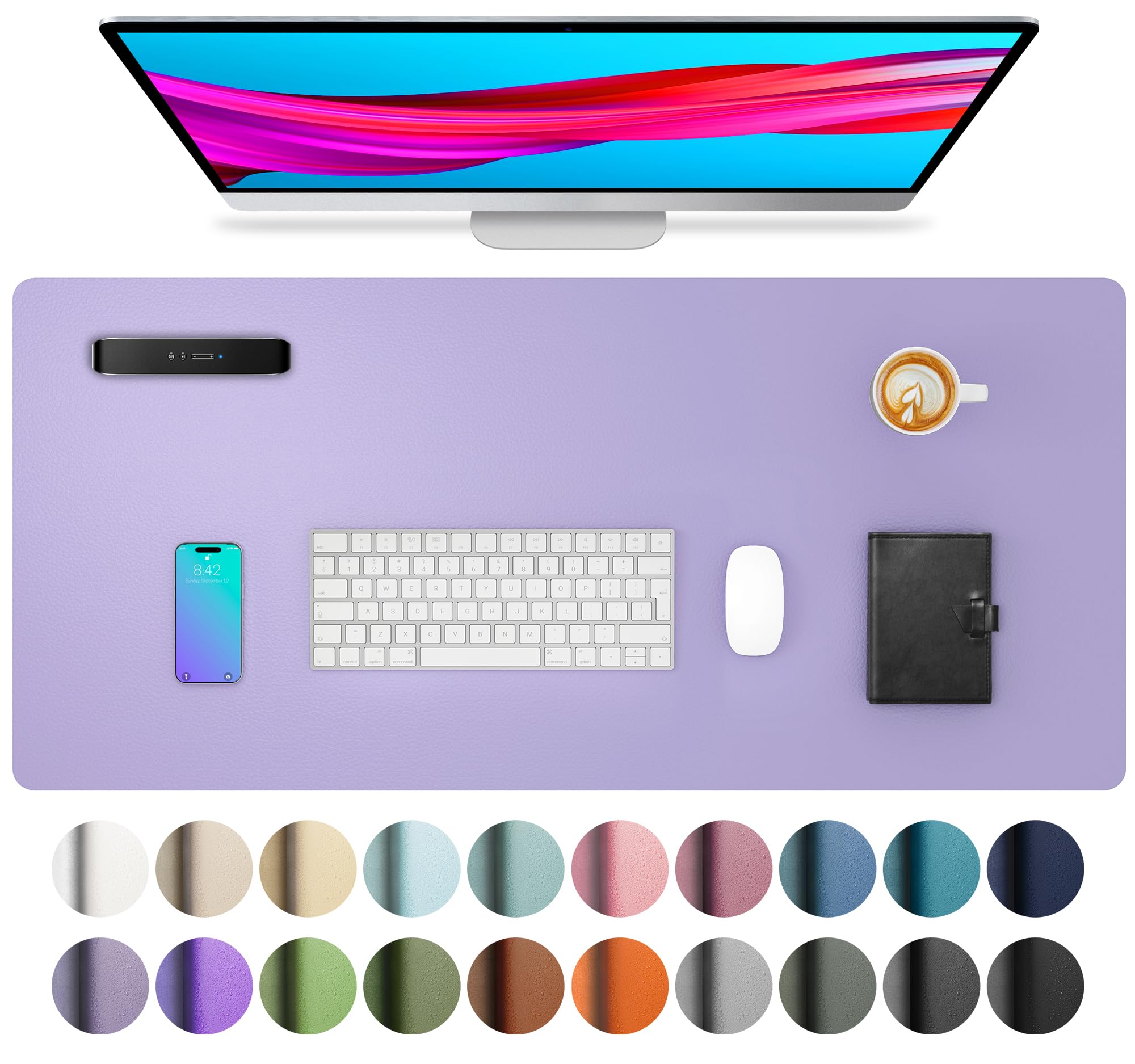 Waterproof PU Leather Desk Pad & Mouse Pad with Non-Slip Base