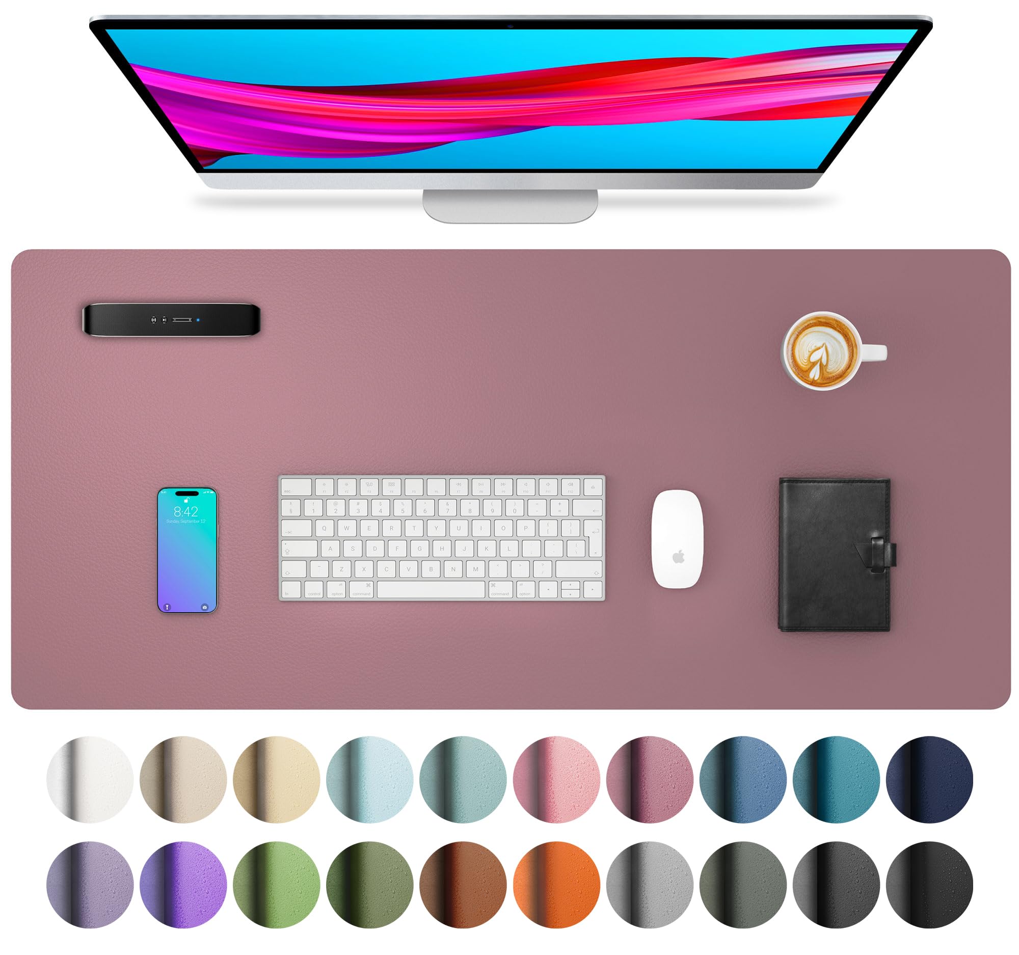 Waterproof PU Leather Desk Pad & Mouse Pad with Non-Slip Base