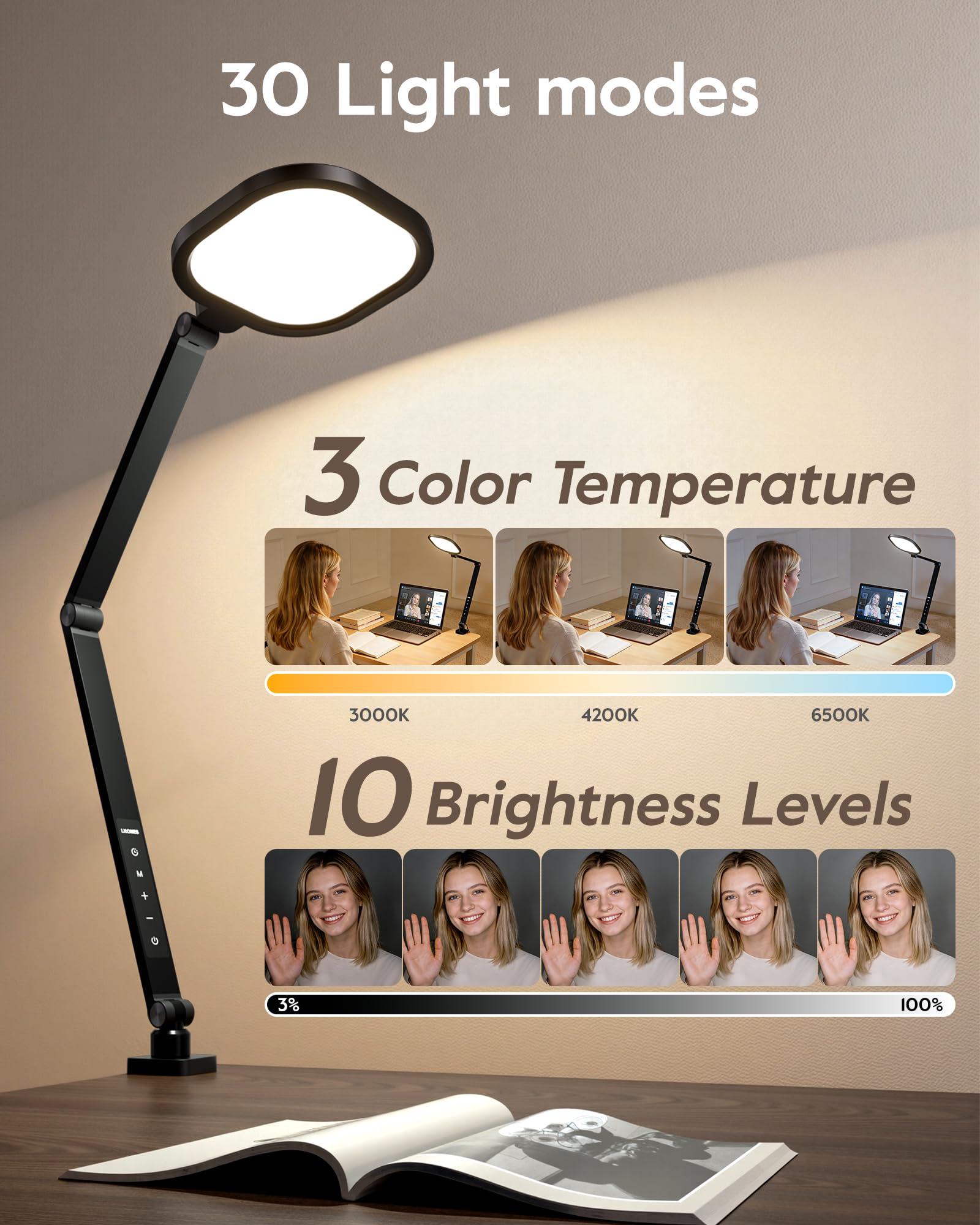 LitONES LED Clamp Desk Lamp for Home Office Lighting