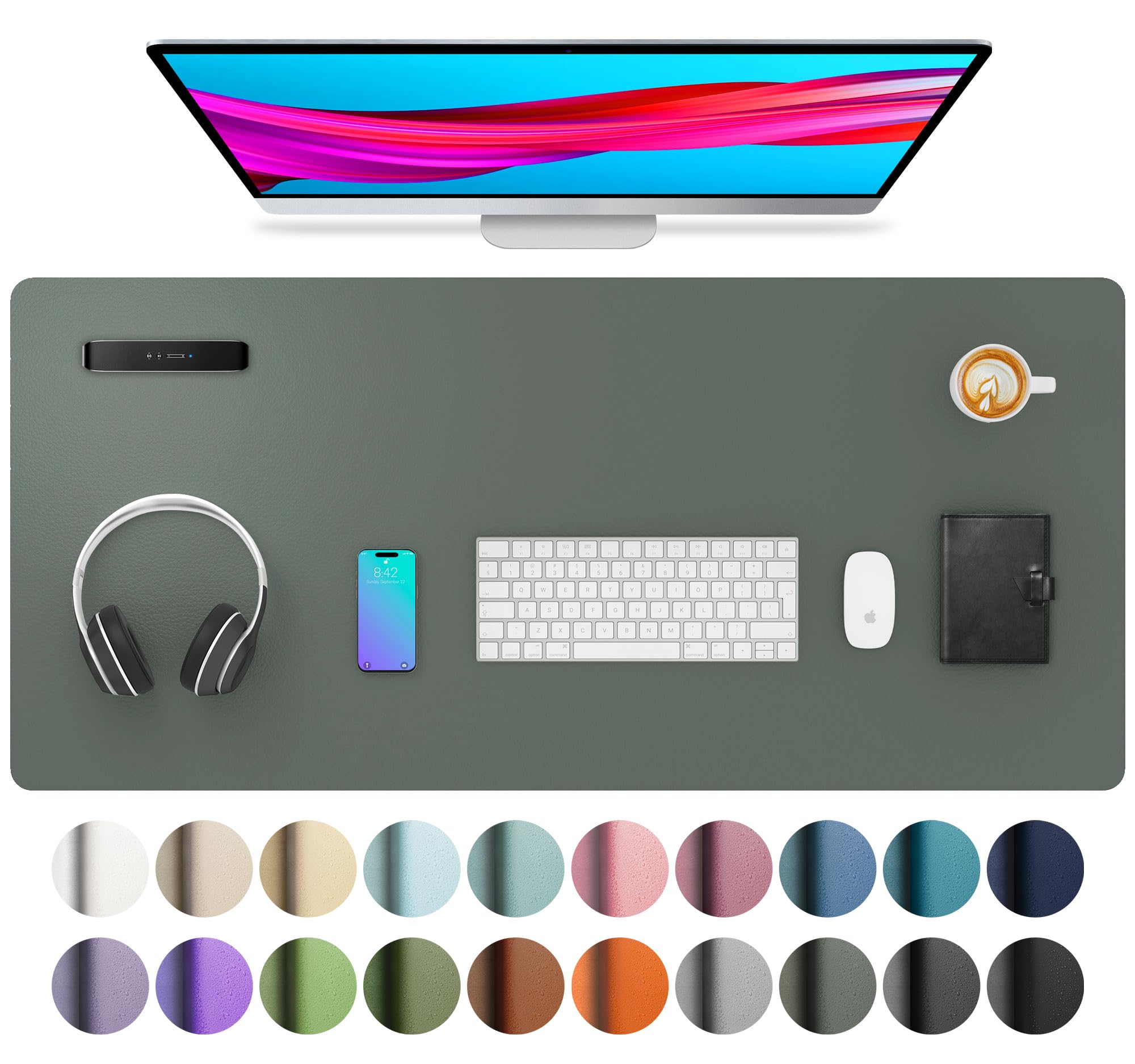 Waterproof PU Leather Desk Pad & Mouse Pad with Non-Slip Base