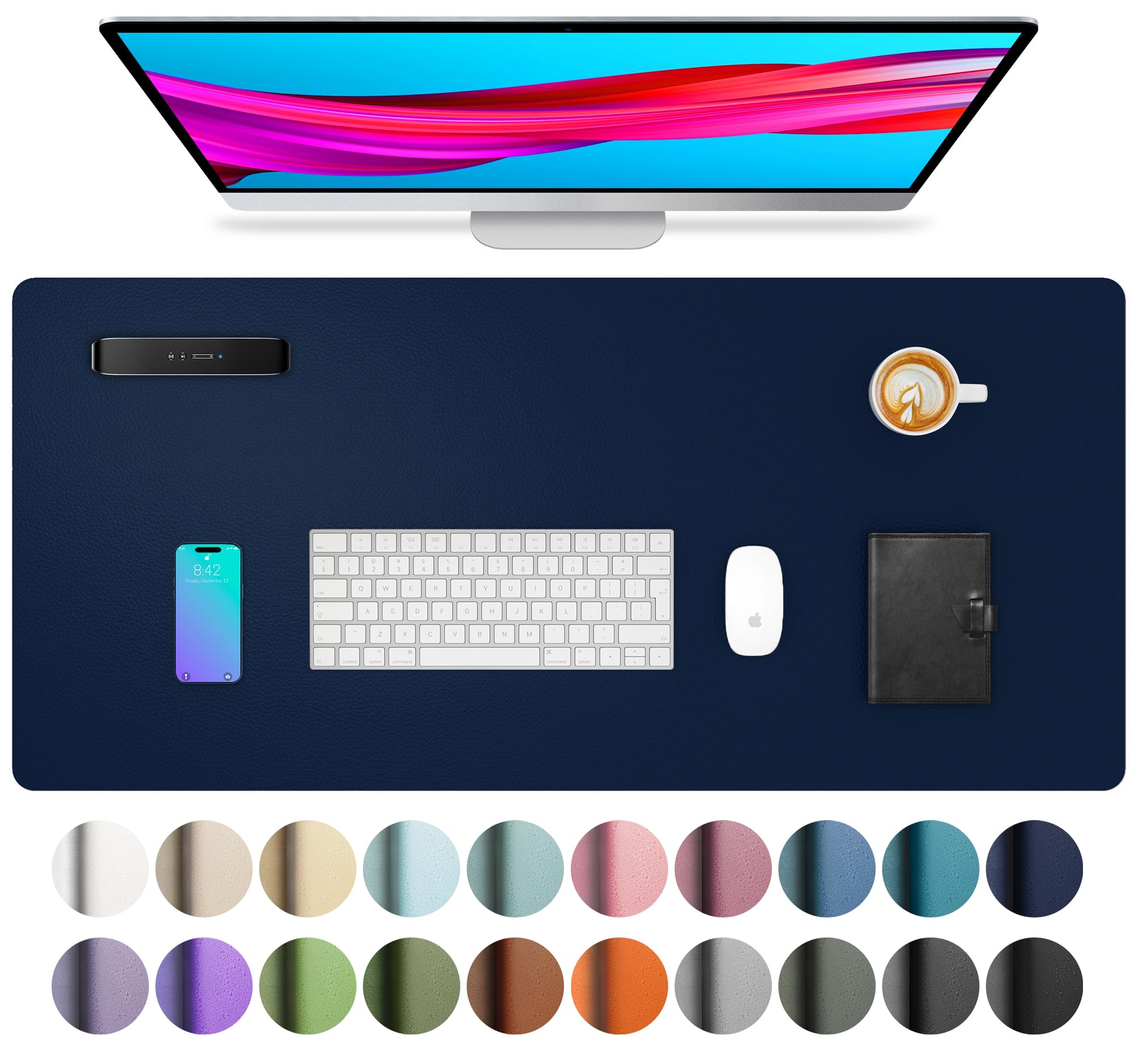 Waterproof PU Leather Desk Pad & Mouse Pad with Non-Slip Base