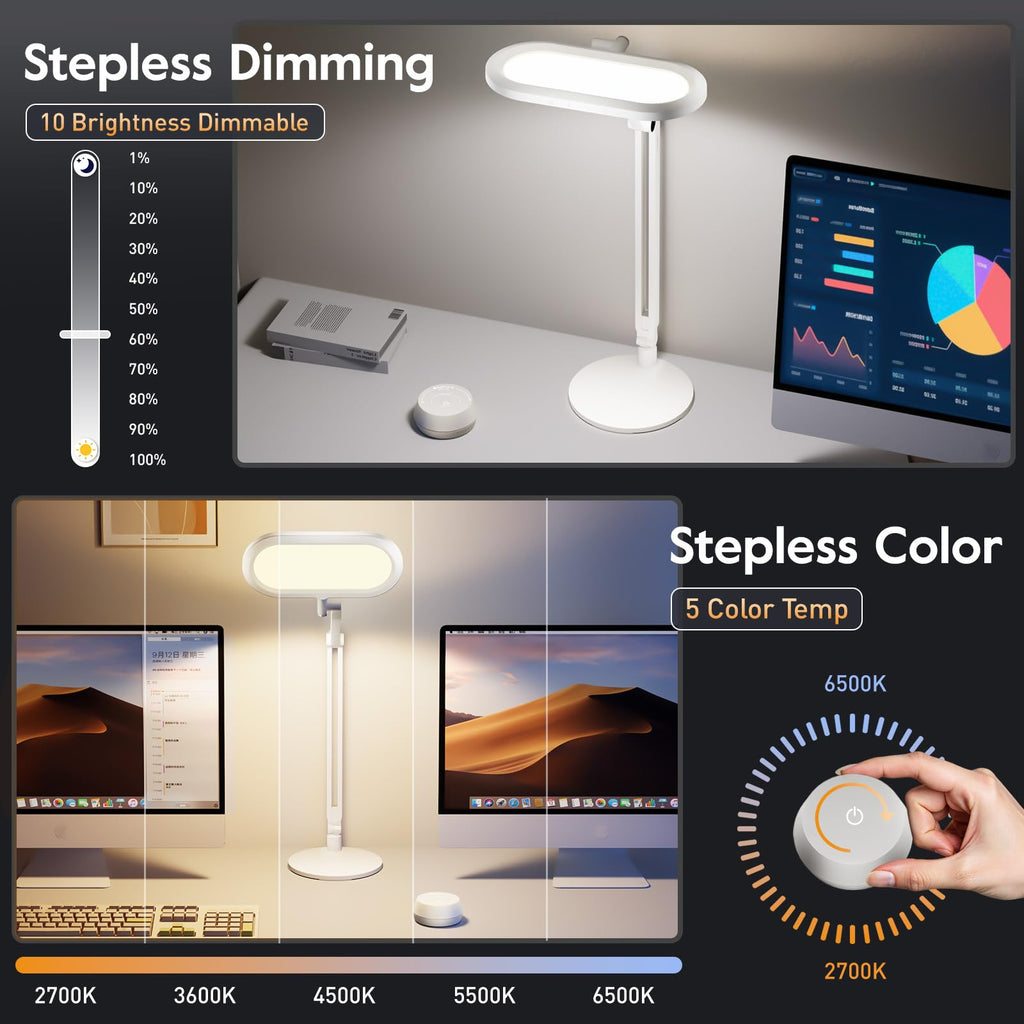 LitONES Dual-Sided LED Desk Lamp with Knob Remote