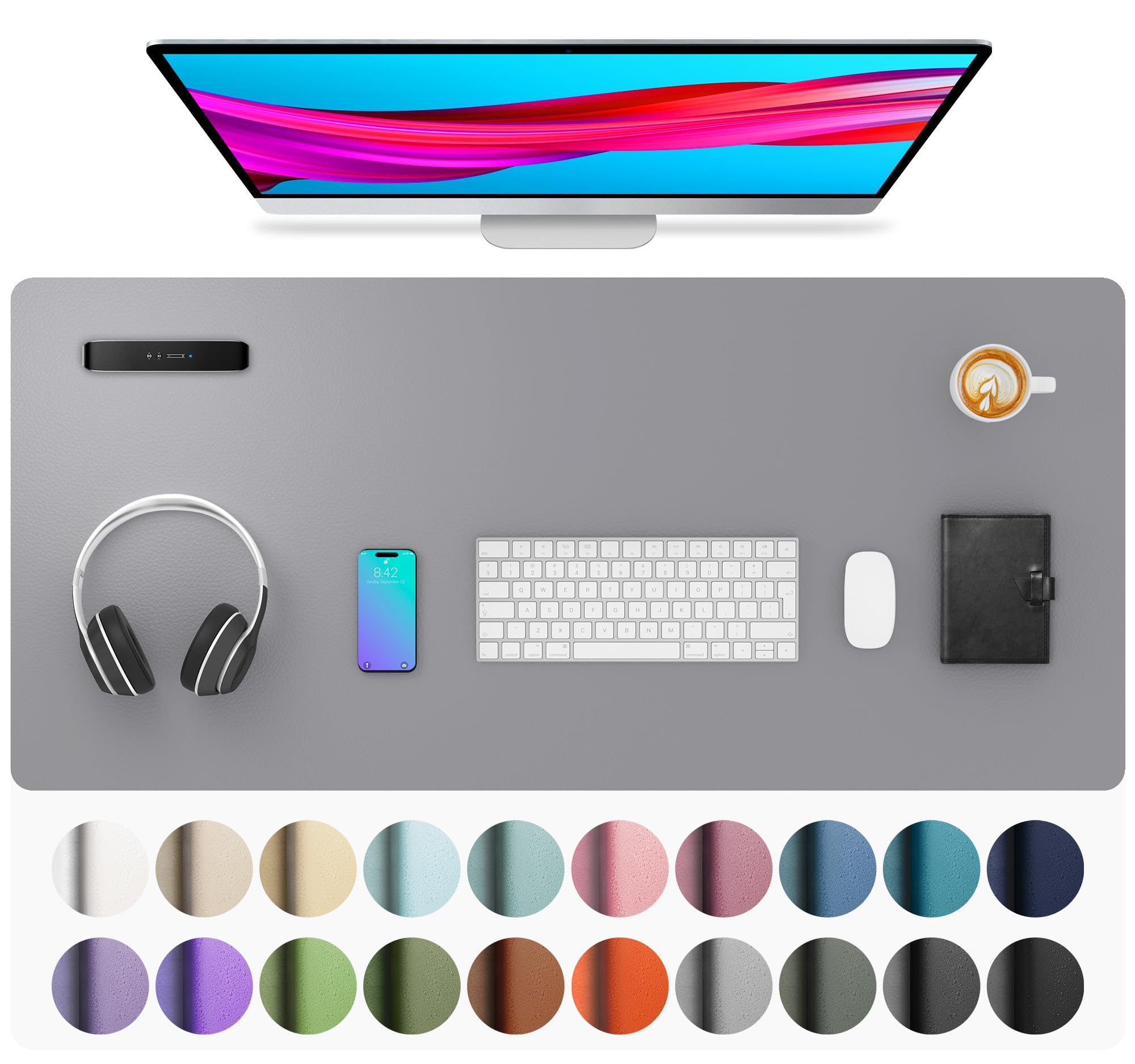 Waterproof PU Leather Desk Pad & Mouse Pad with Non-Slip Base