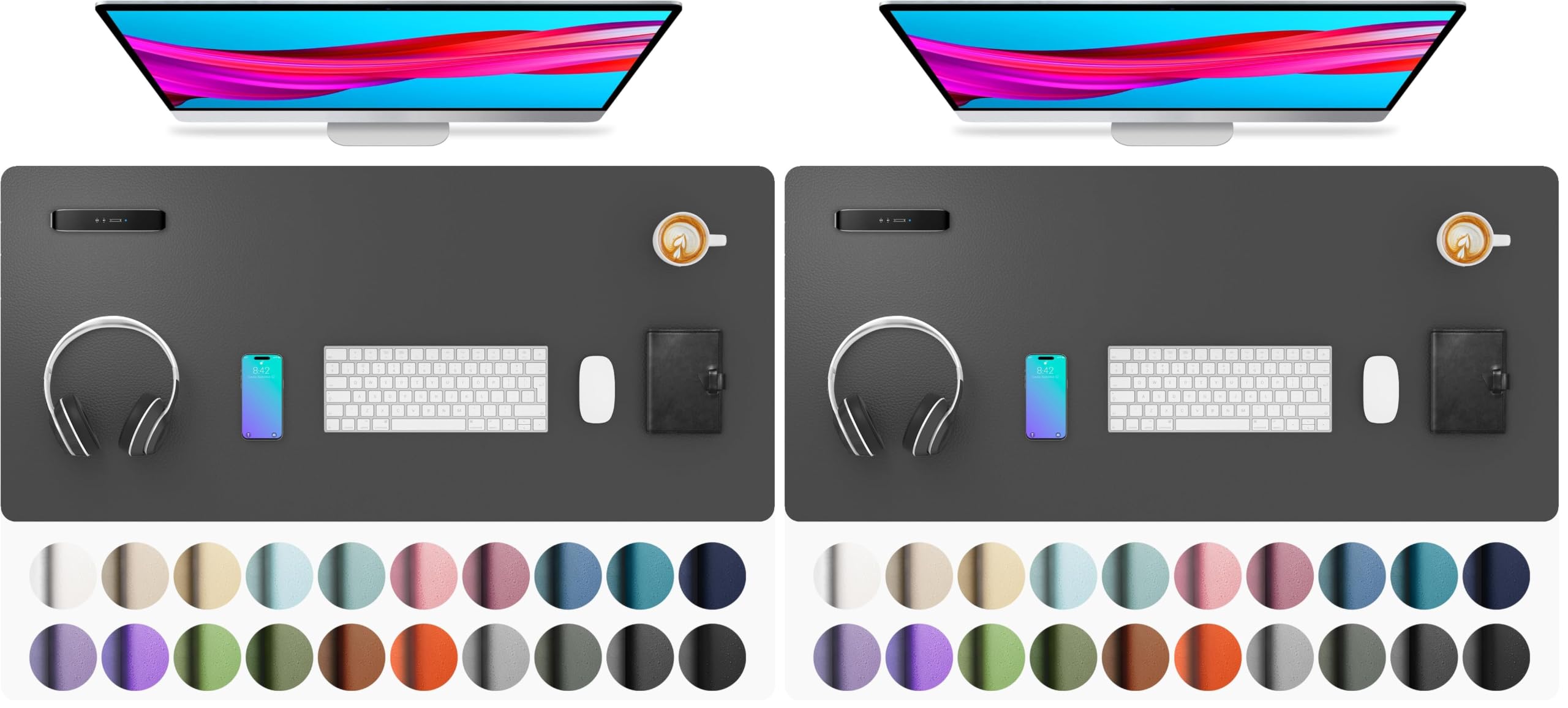 Waterproof PU Leather Desk Pad & Mouse Pad with Non-Slip Base