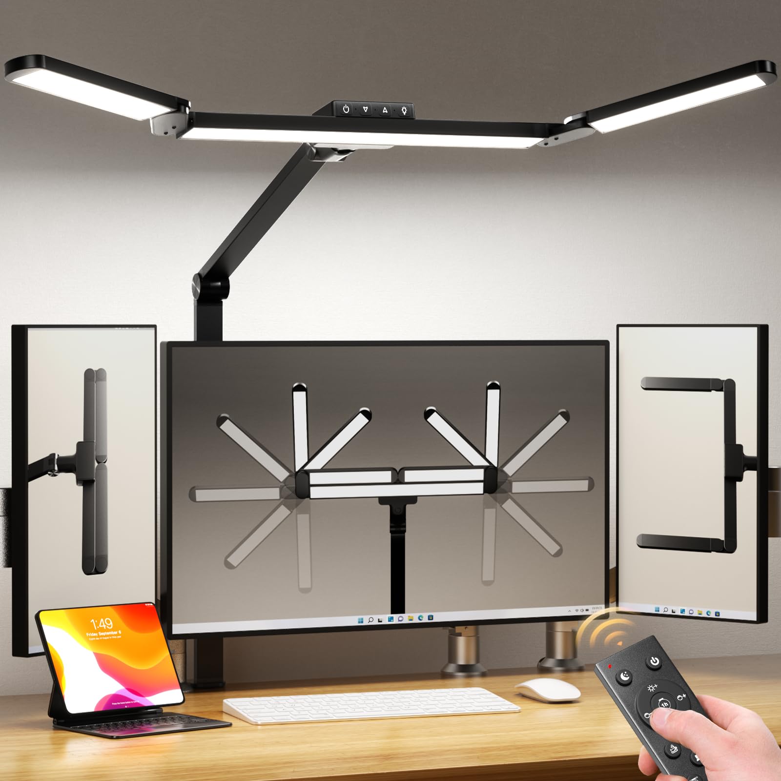 Airlonv 17-Inch LED Clamp Desk Lamp with Stepless Dimming