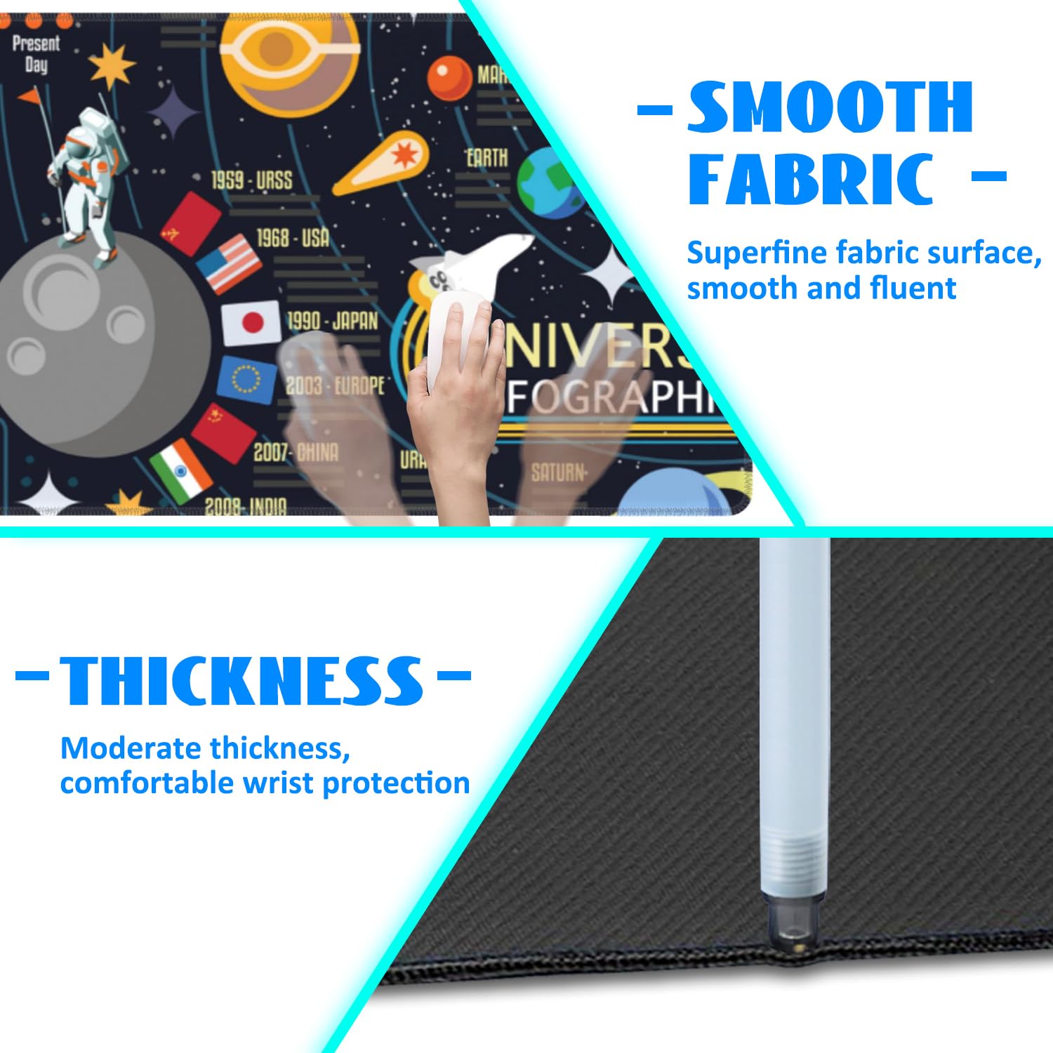 Large Extended Gaming Mouse Pad with Non-Slip Base