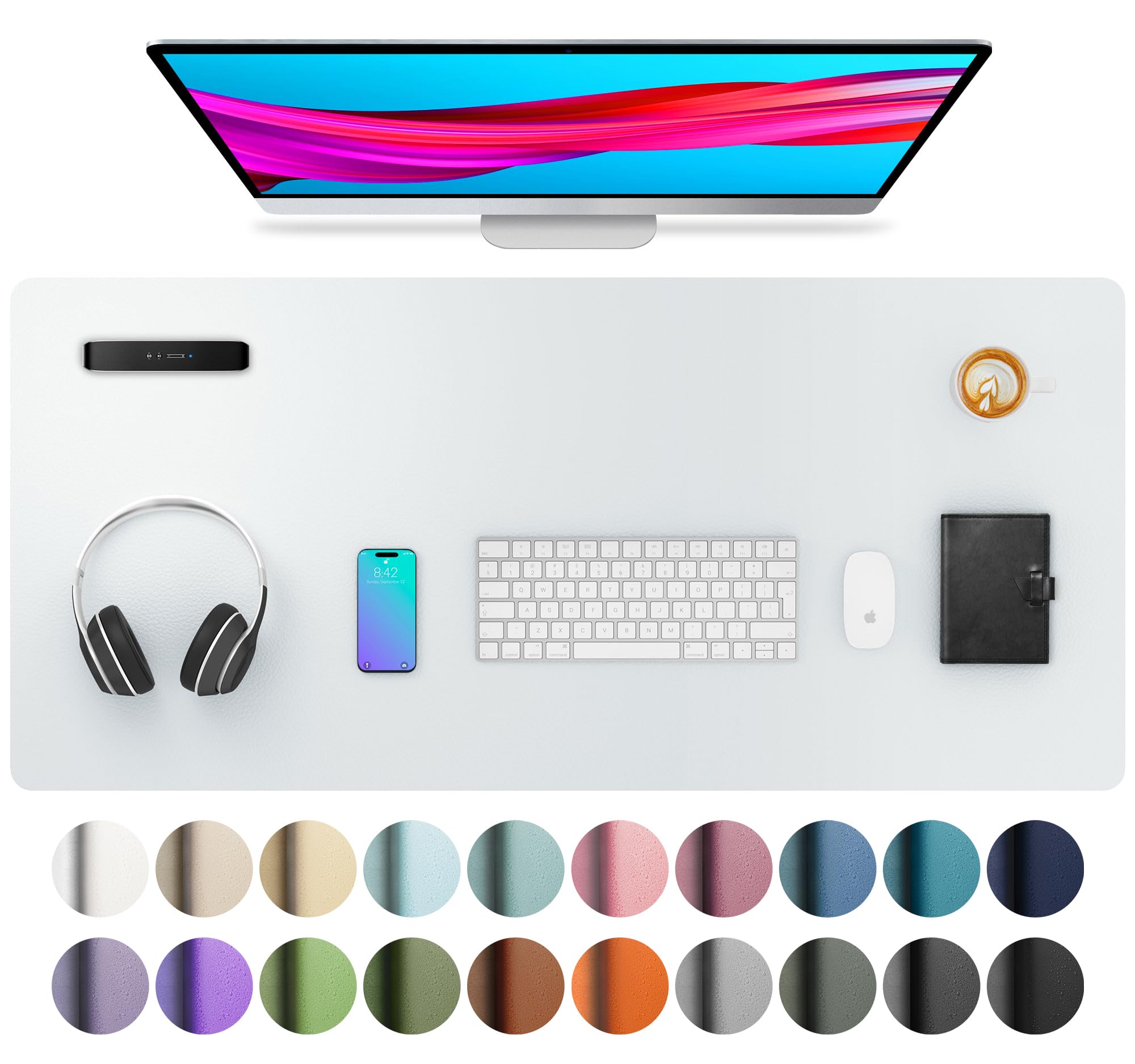 Waterproof PU Leather Desk Pad & Mouse Pad with Non-Slip Base