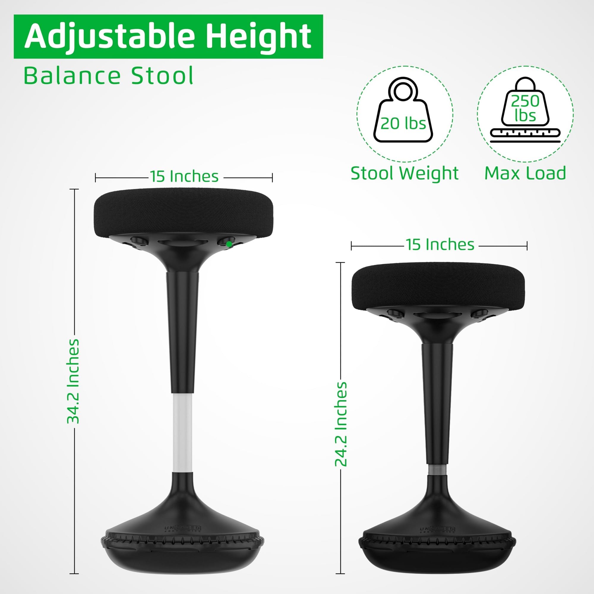Adjustable Ergonomic Wobble Stool for Standing Desks