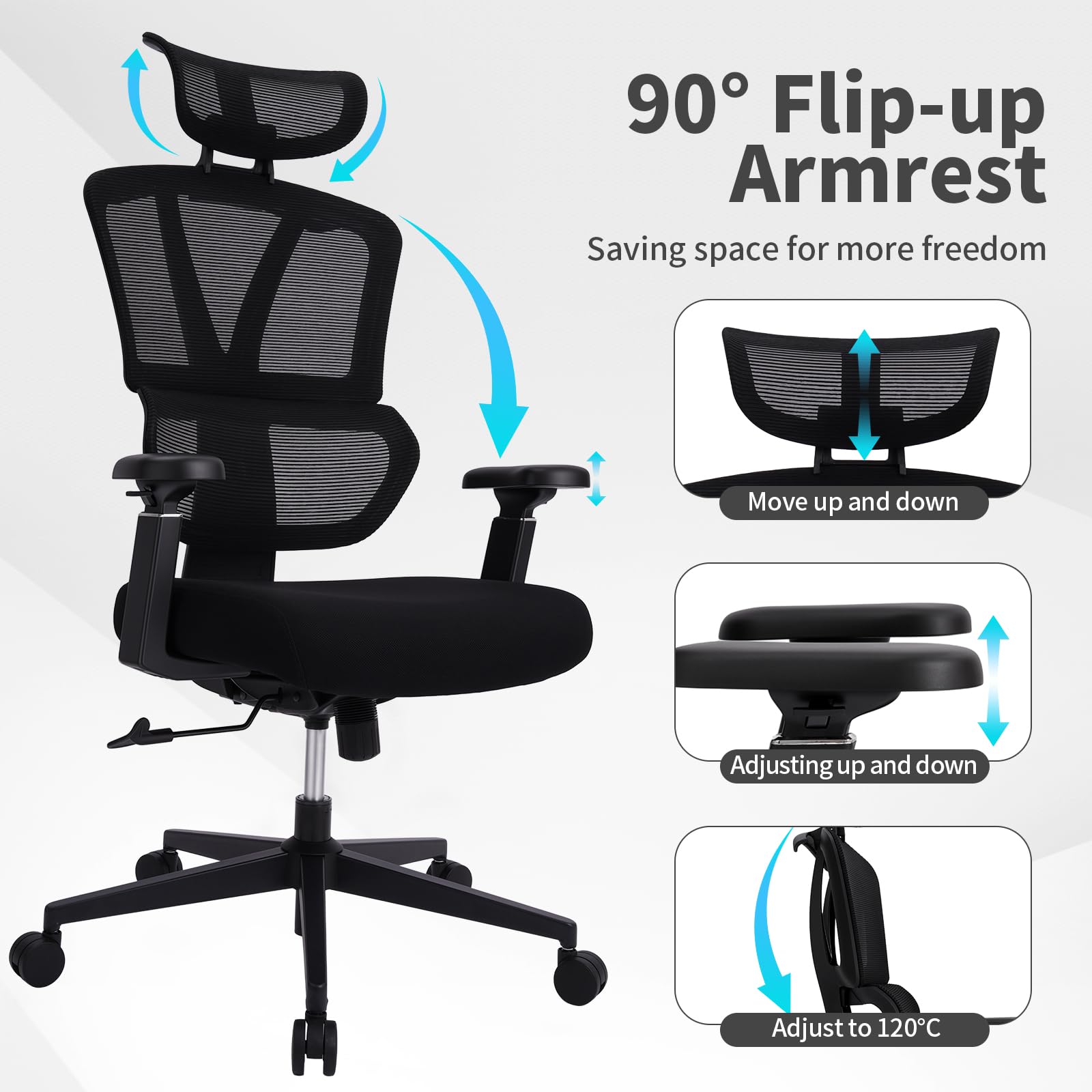 Ergonomic Mesh Office Chair with 400 lb Capacity, Ideal for Office & Home