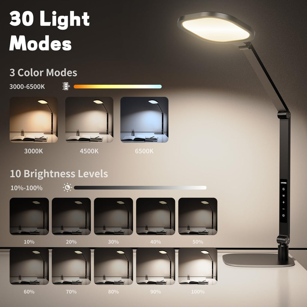 LitONES Edge-Lit LED Desk Lamp for Home Office