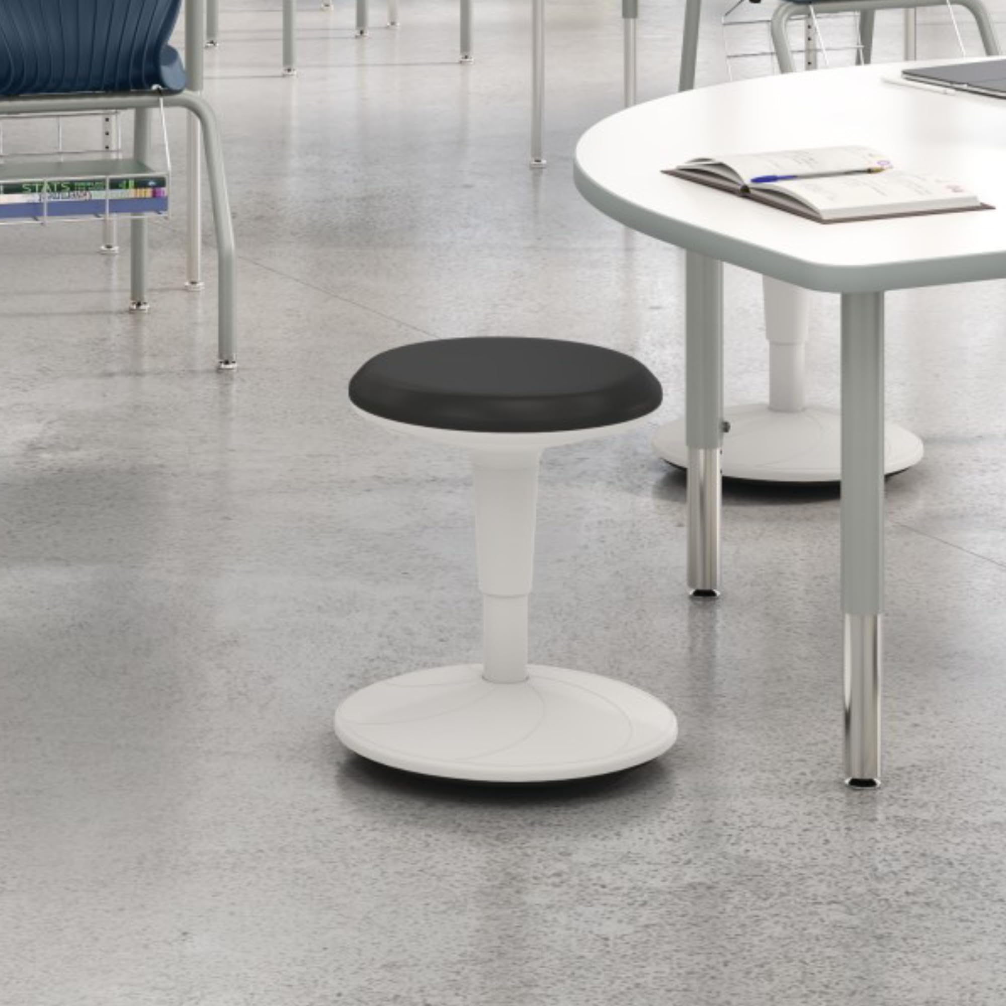 HON Revel Adjustable-Height Fidget Stool with White Frame