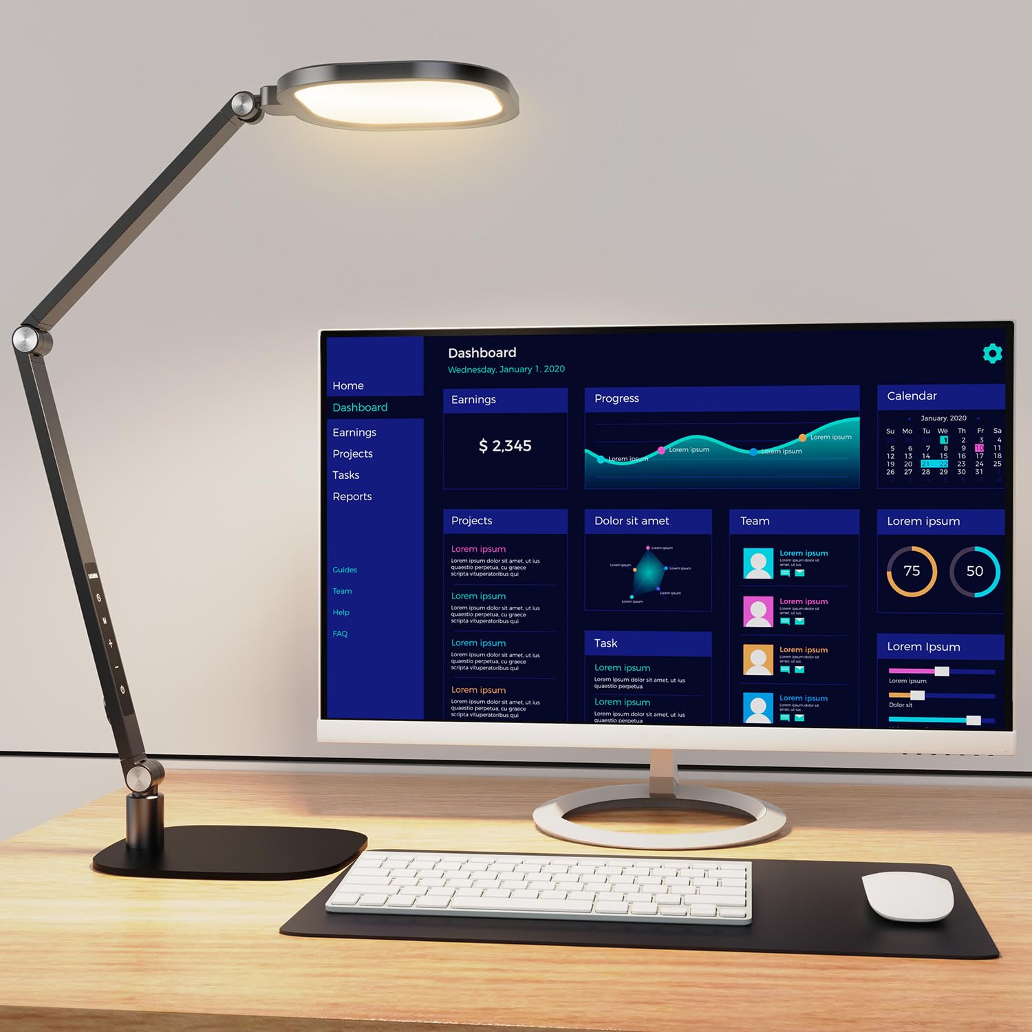 LitONES Edge-Lit LED Desk Lamp for Home Office