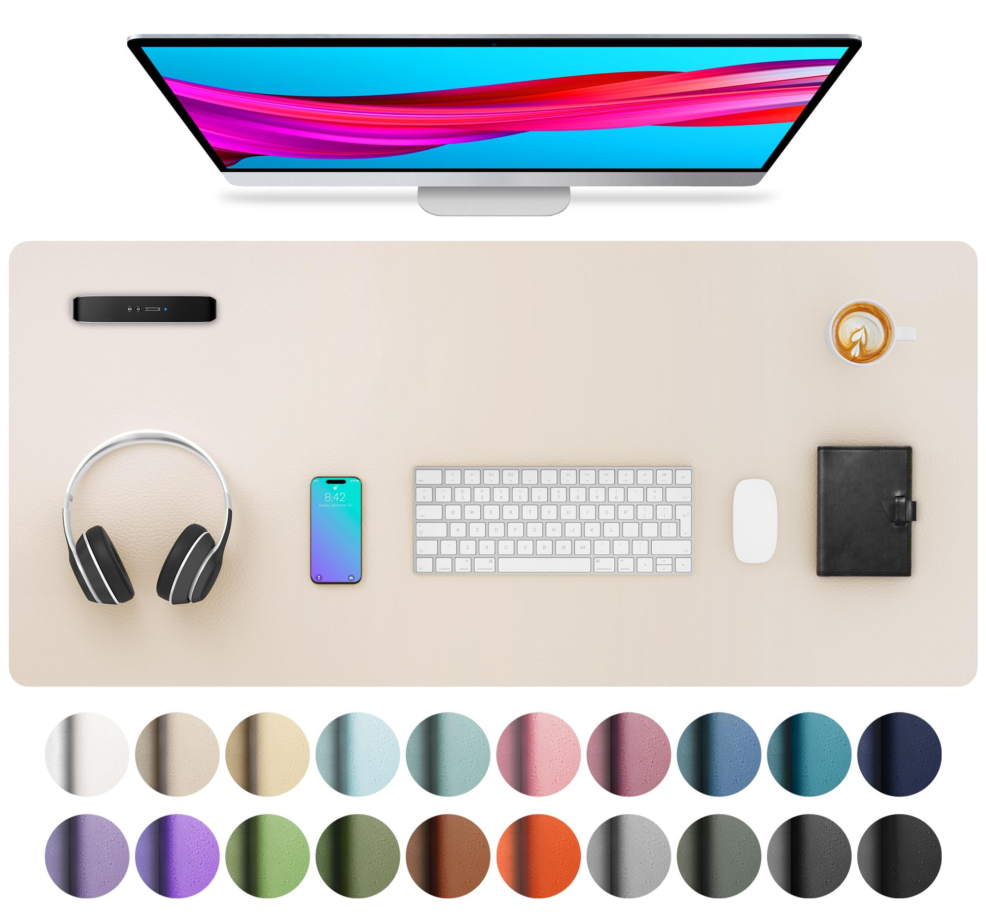 Waterproof PU Leather Desk Pad & Mouse Pad with Non-Slip Base