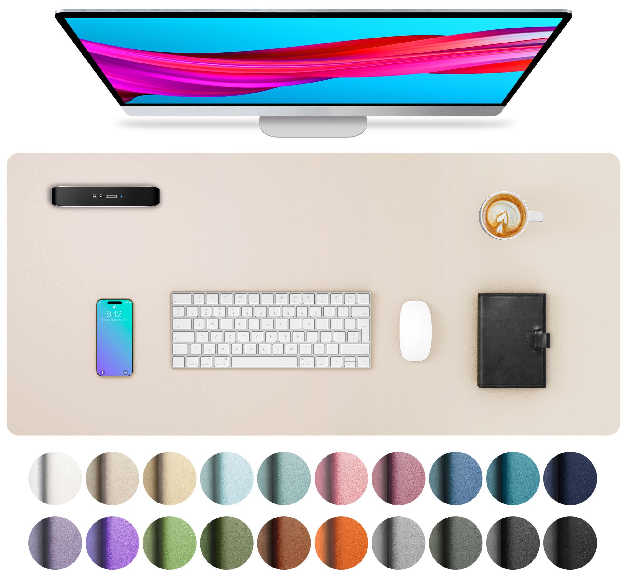 Waterproof PU Leather Desk Pad & Mouse Pad with Non-Slip Base