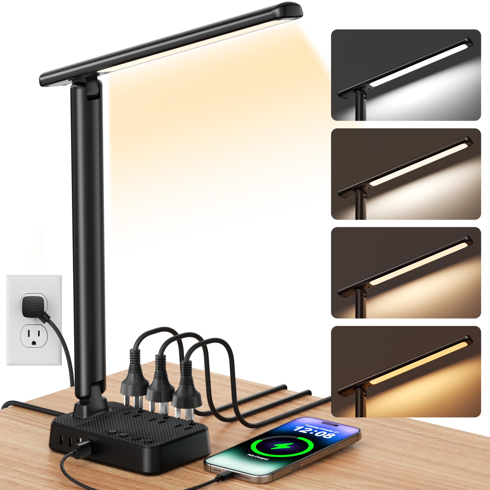 Airlonv 17-Inch LED Clamp Desk Lamp with Stepless Dimming