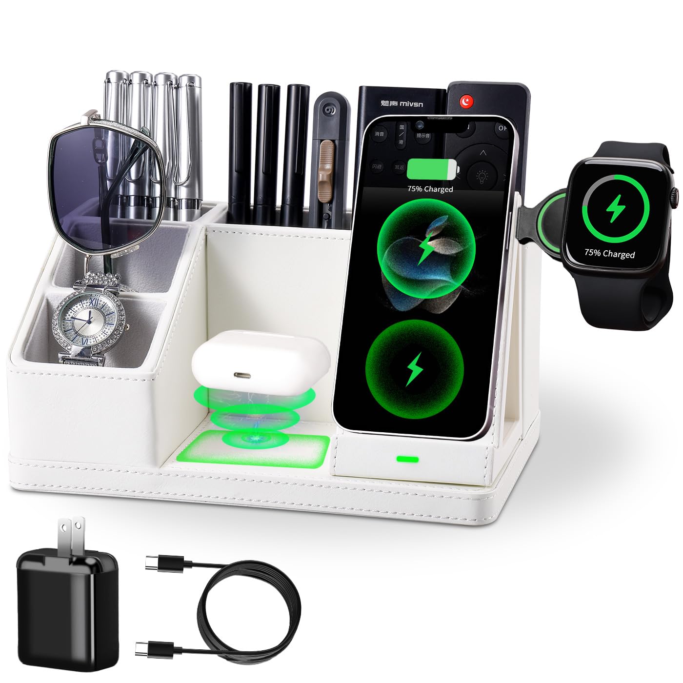 LADSTAG 3-in-1 Desk Organizer with Wireless Charger