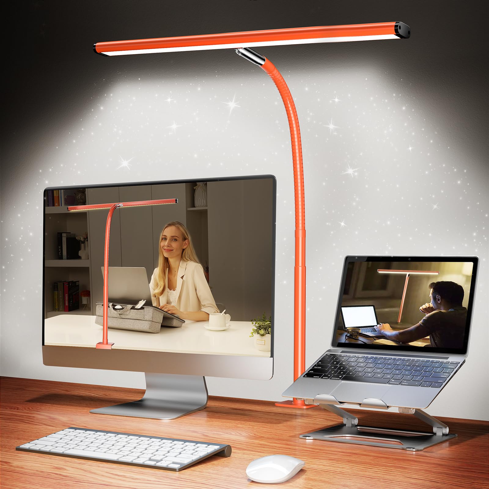 Airlonv 17-Inch LED Clamp Desk Lamp with Stepless Dimming