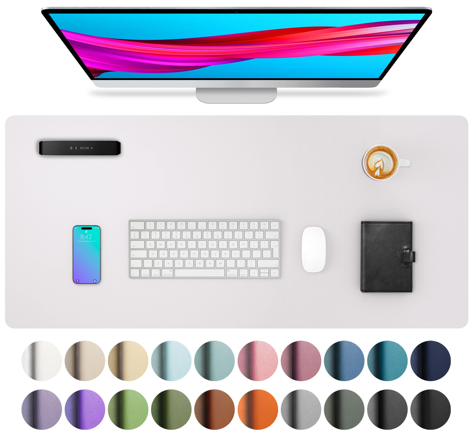 Waterproof PU Leather Desk Pad & Mouse Pad with Non-Slip Base