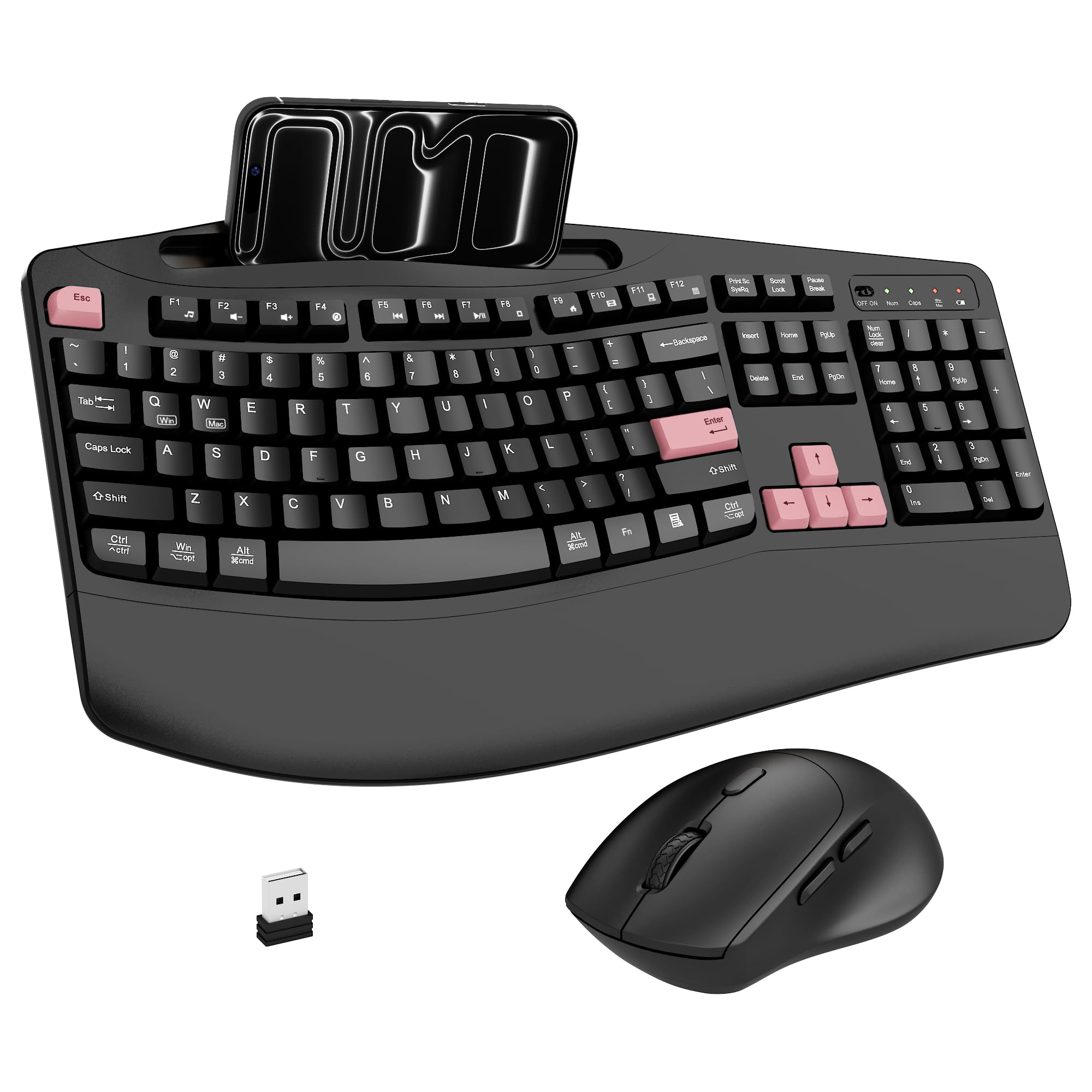 2.4G Wireless Ergonomic Keyboard & Silent Mouse Combo