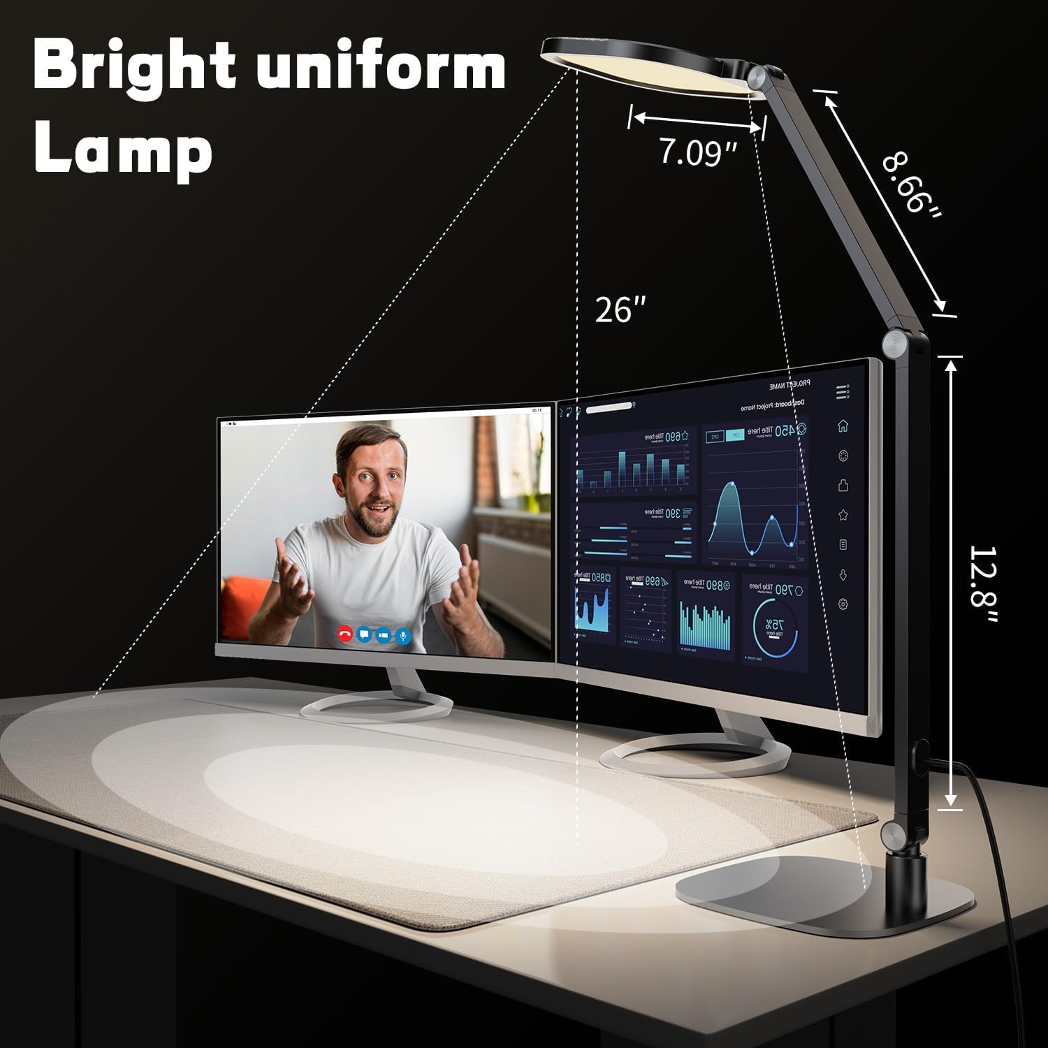 LitONES Edge-Lit LED Desk Lamp for Home Office