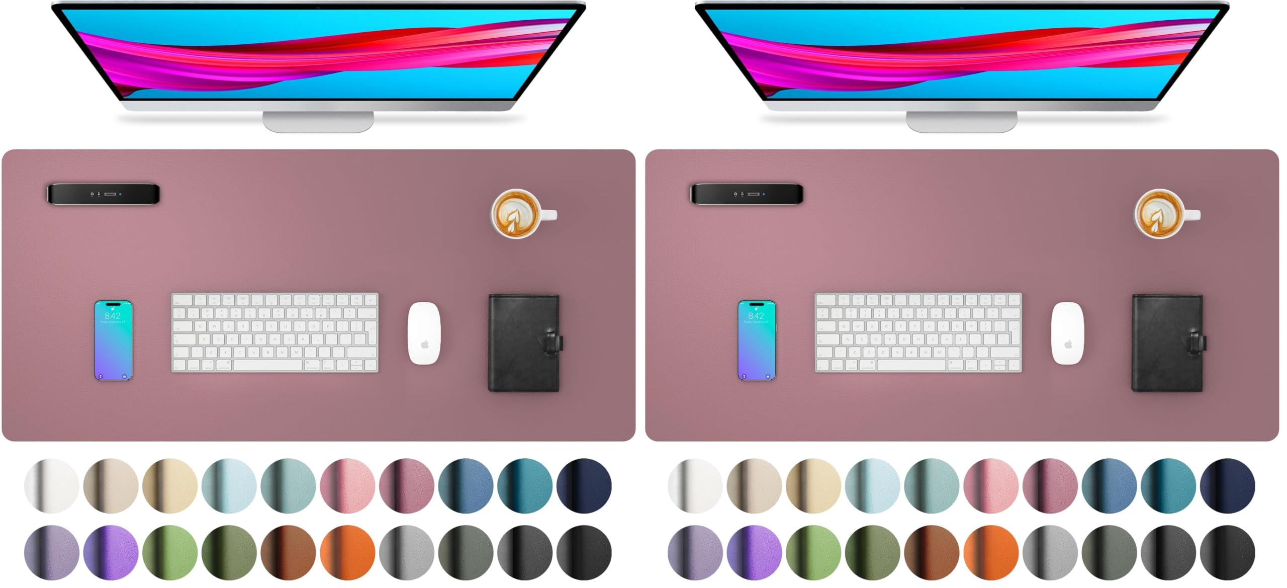 Waterproof PU Leather Desk Pad & Mouse Pad with Non-Slip Base
