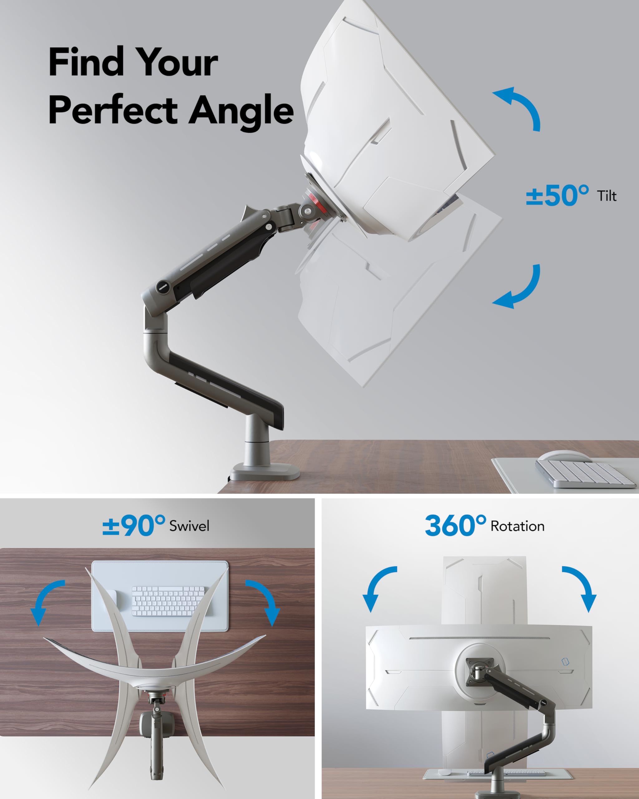 HUANUO Heavy-Duty Monitor Arm for Ultrawide Screens