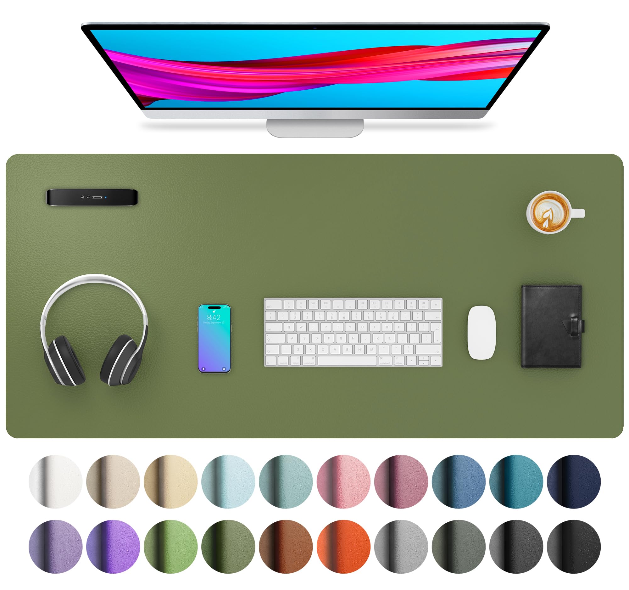 Waterproof PU Leather Desk Pad & Mouse Pad with Non-Slip Base