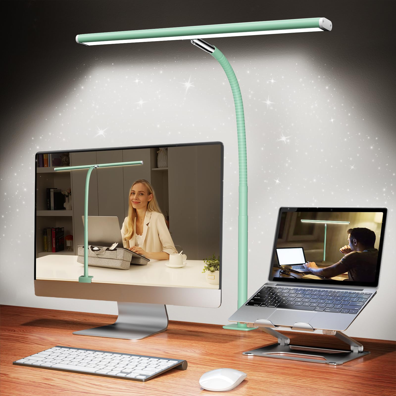 Airlonv 17-Inch LED Clamp Desk Lamp with Stepless Dimming