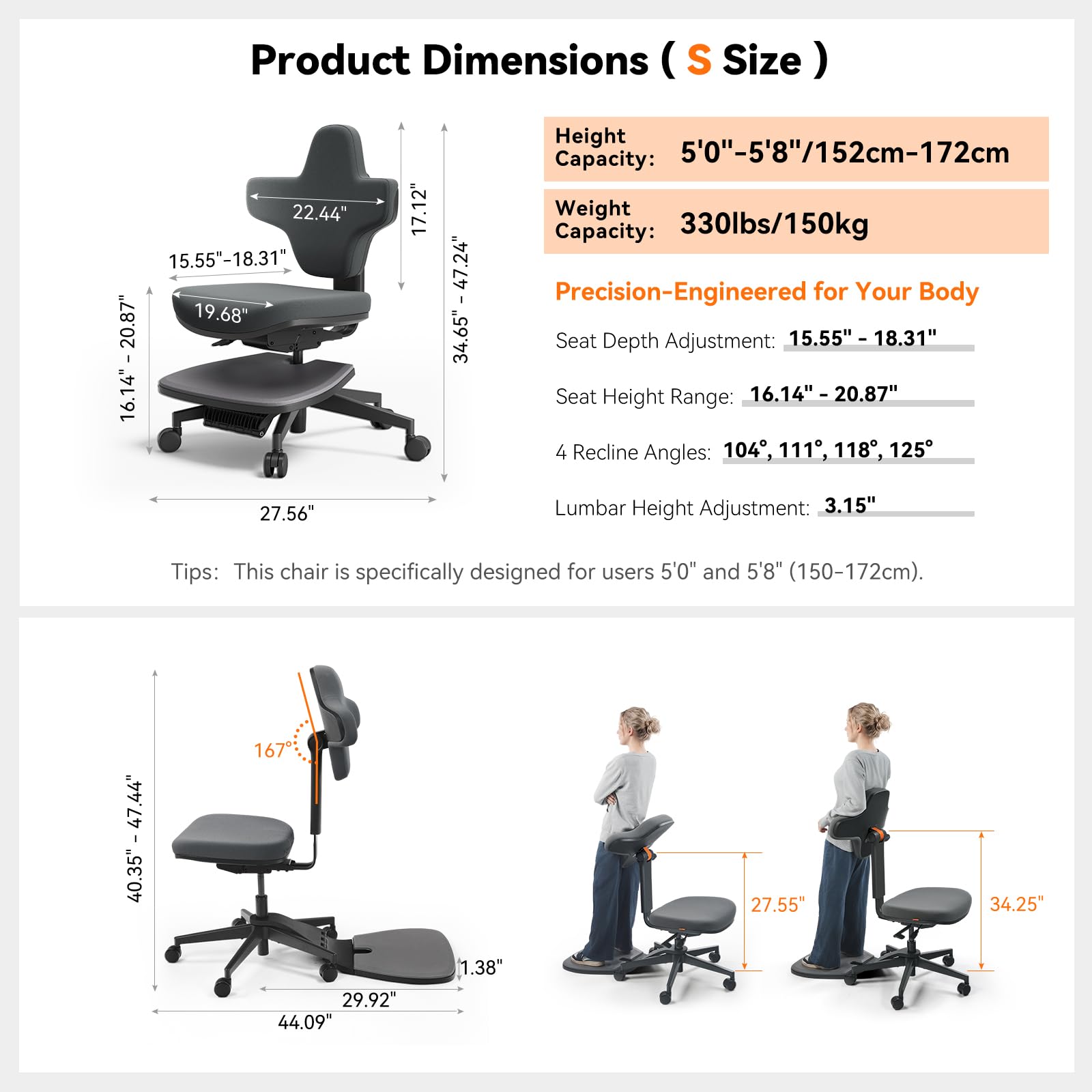 Newtral 6-in-1 Ergonomic Sit-Stand Perch Stool