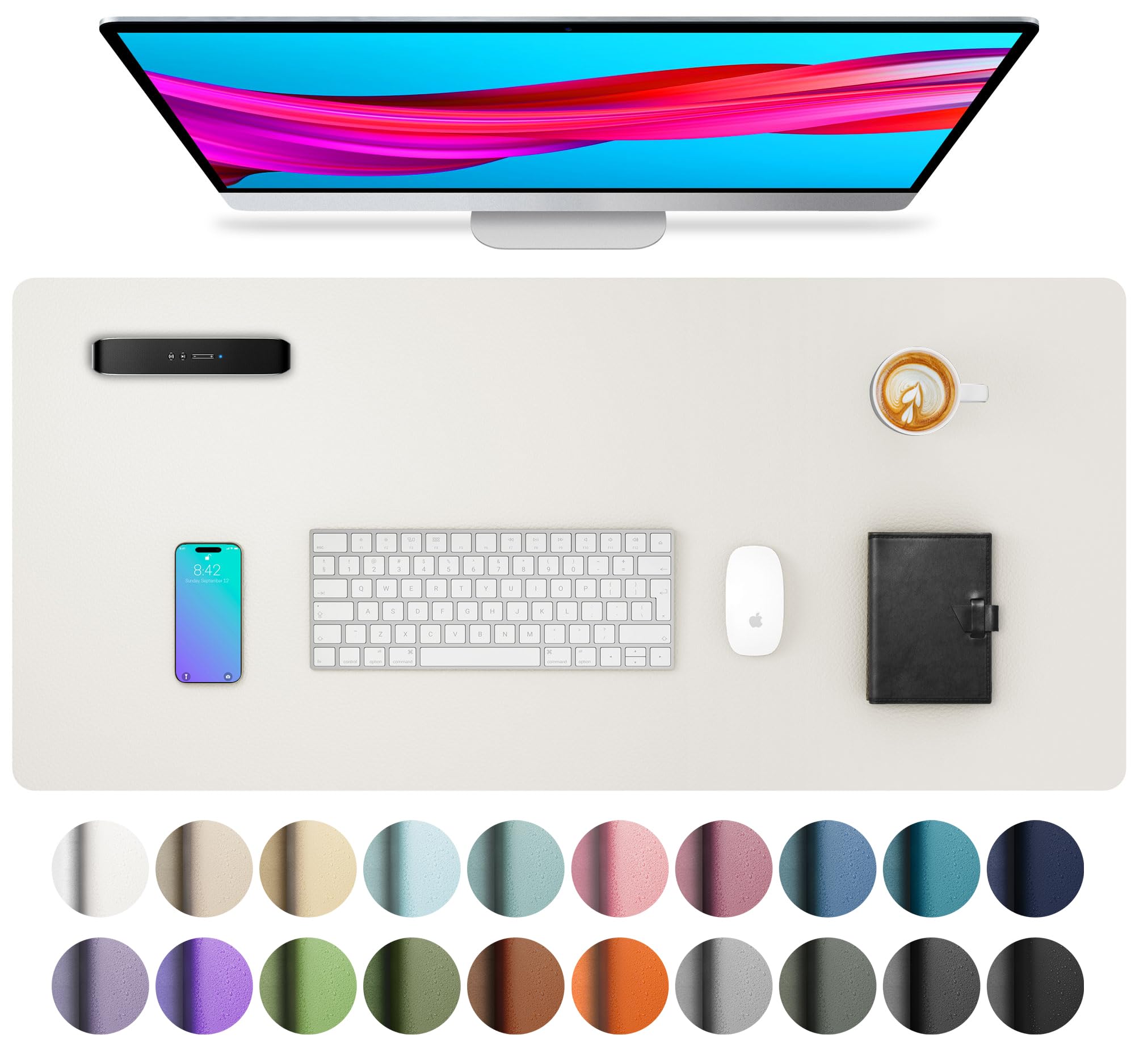 Waterproof PU Leather Desk Pad & Mouse Pad with Non-Slip Base