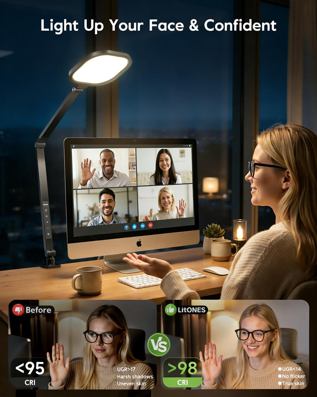 LitONES LED Clamp Desk Lamp for Home Office Lighting
