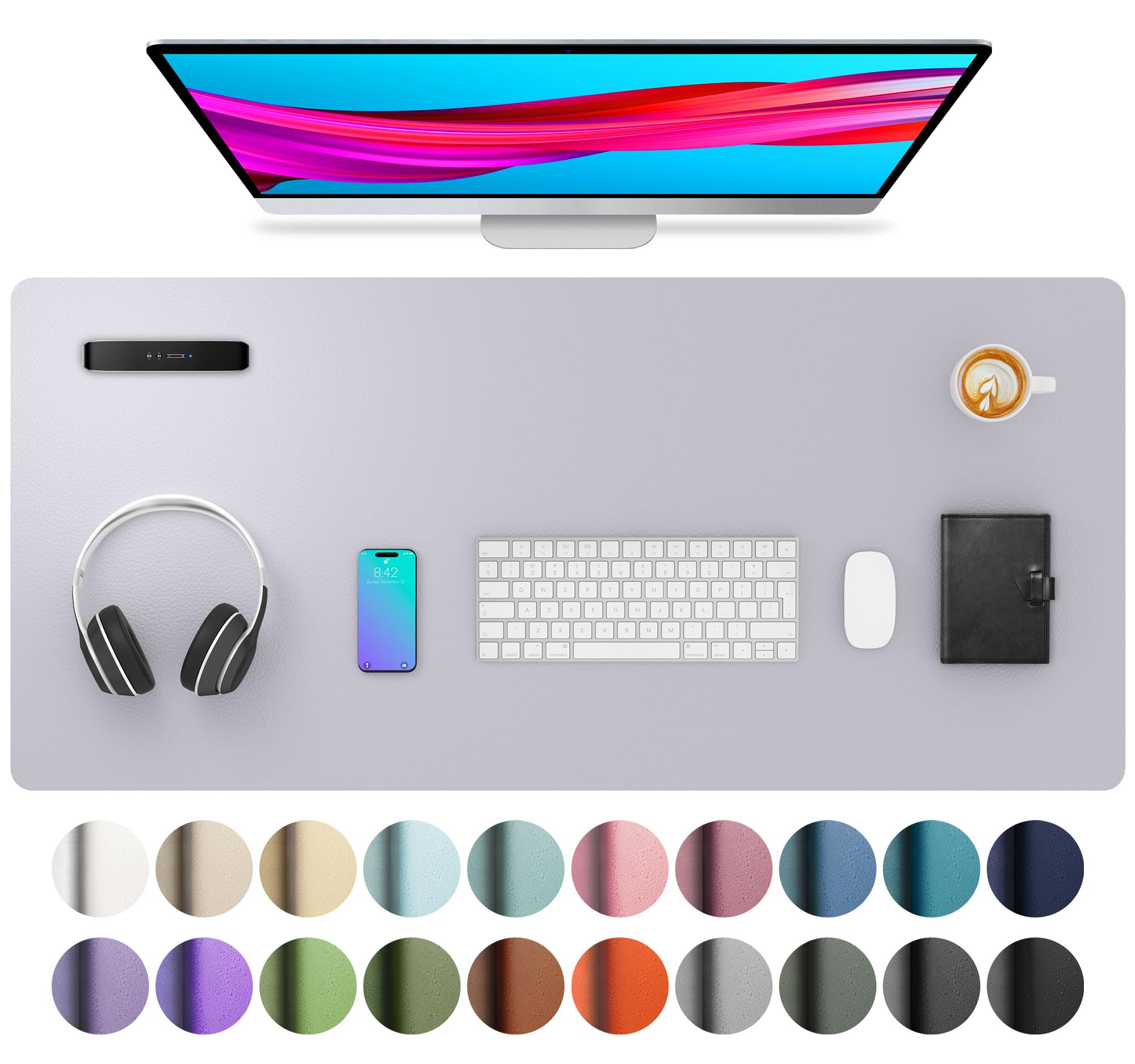 Waterproof PU Leather Desk Pad & Mouse Pad with Non-Slip Base