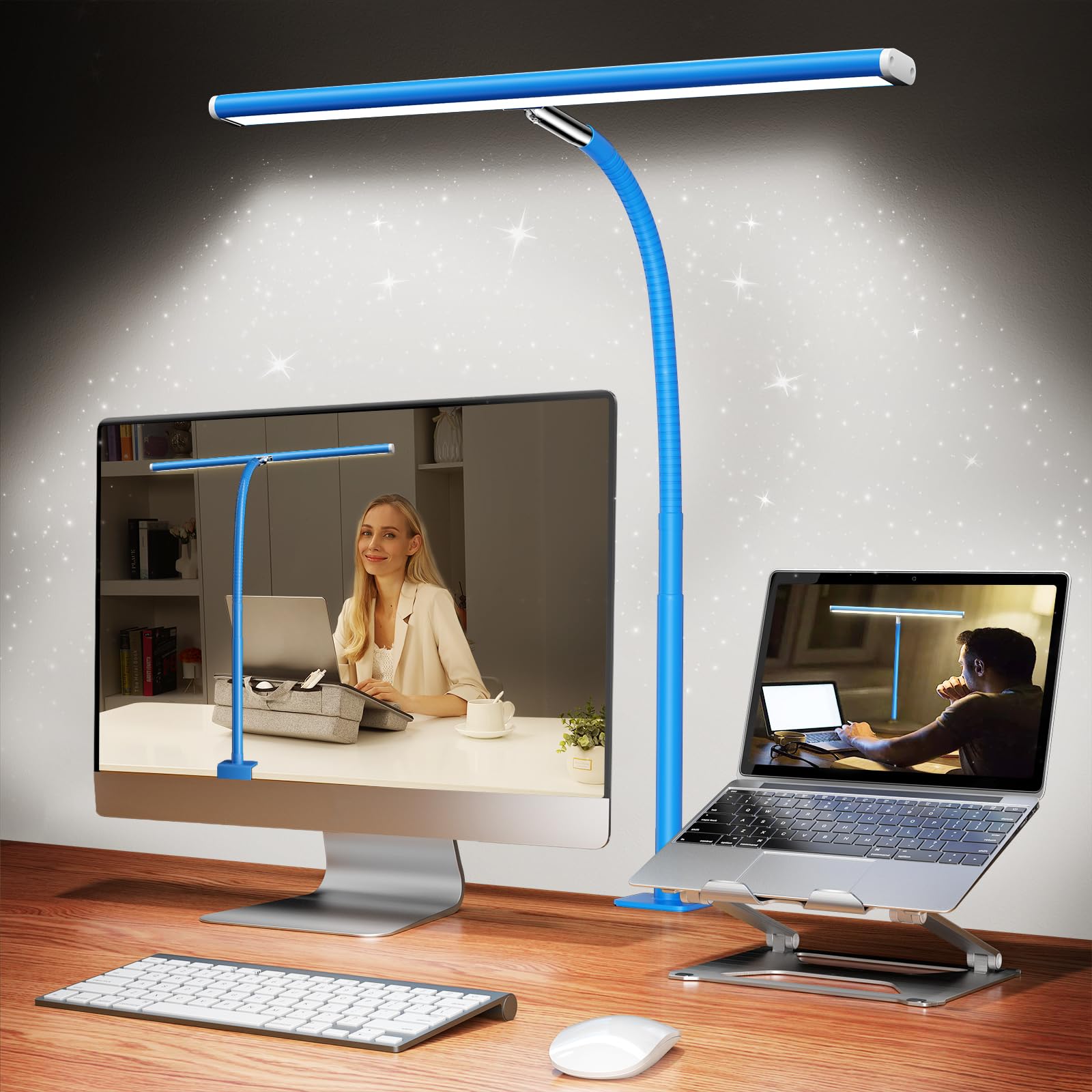 Airlonv 17-Inch LED Clamp Desk Lamp with Stepless Dimming