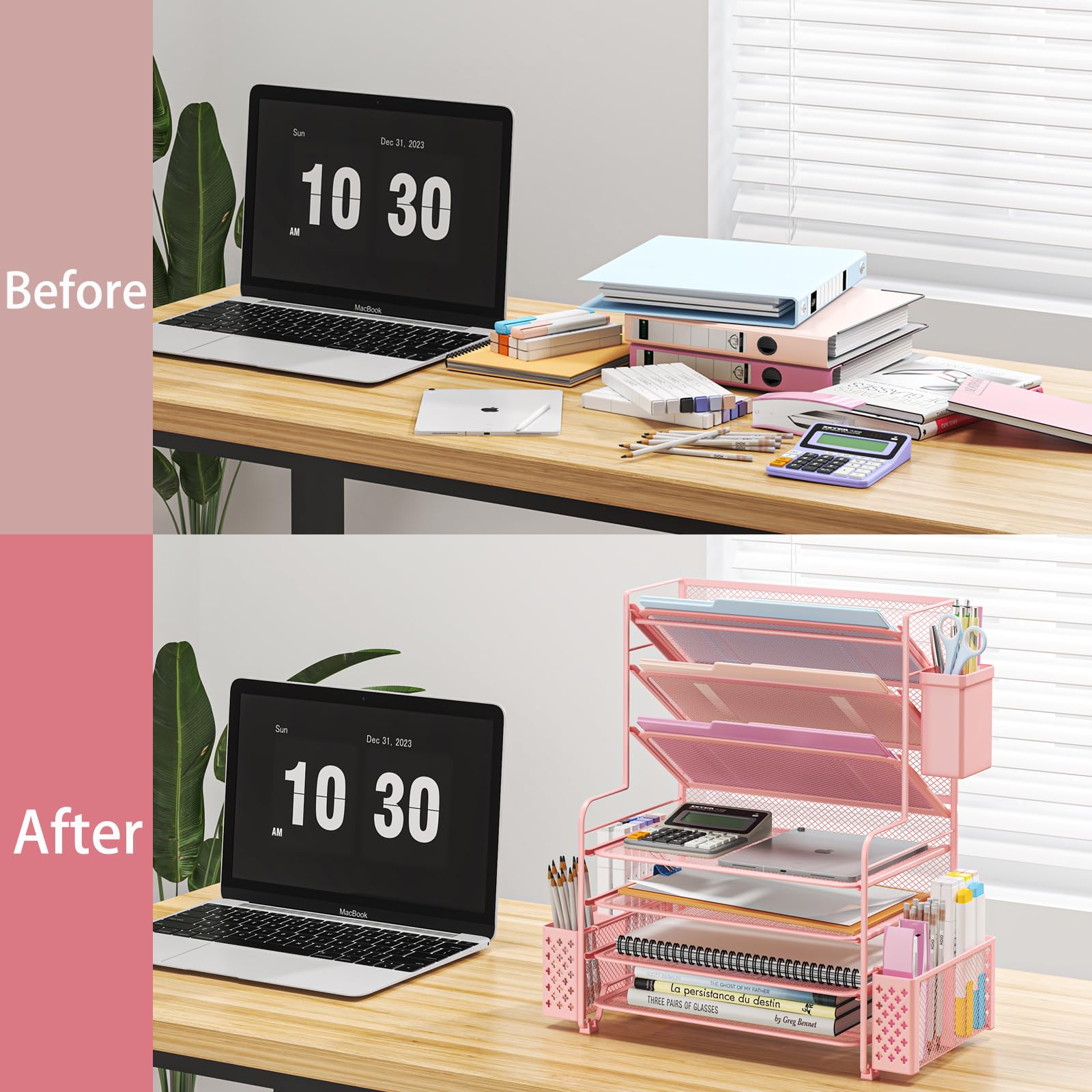 Simple Trending 7-Tier Desk File Organizer with Pen Holder