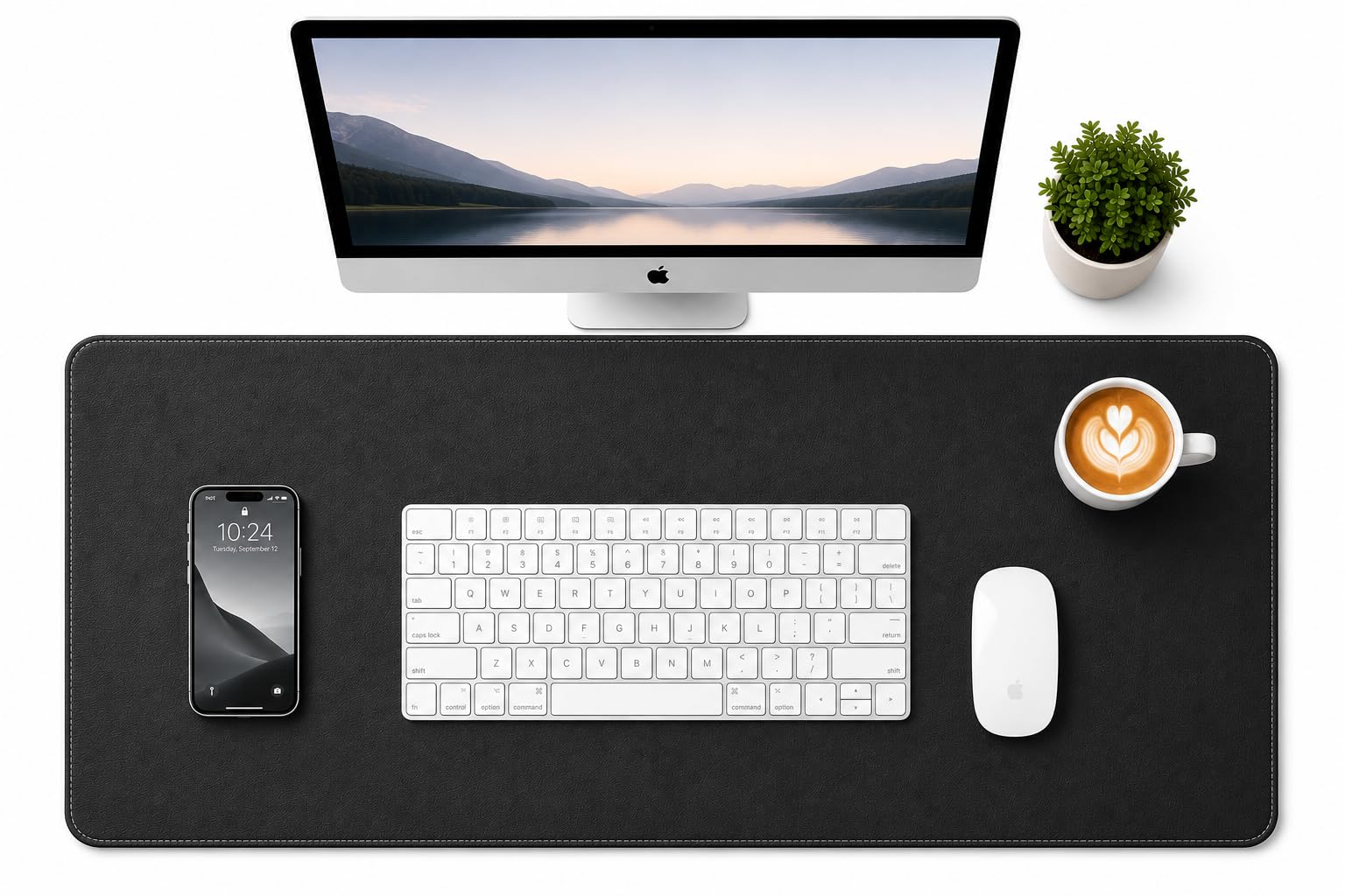 Triple C Tech Waterproof PU Leather Desk Mat with Stitched Edges