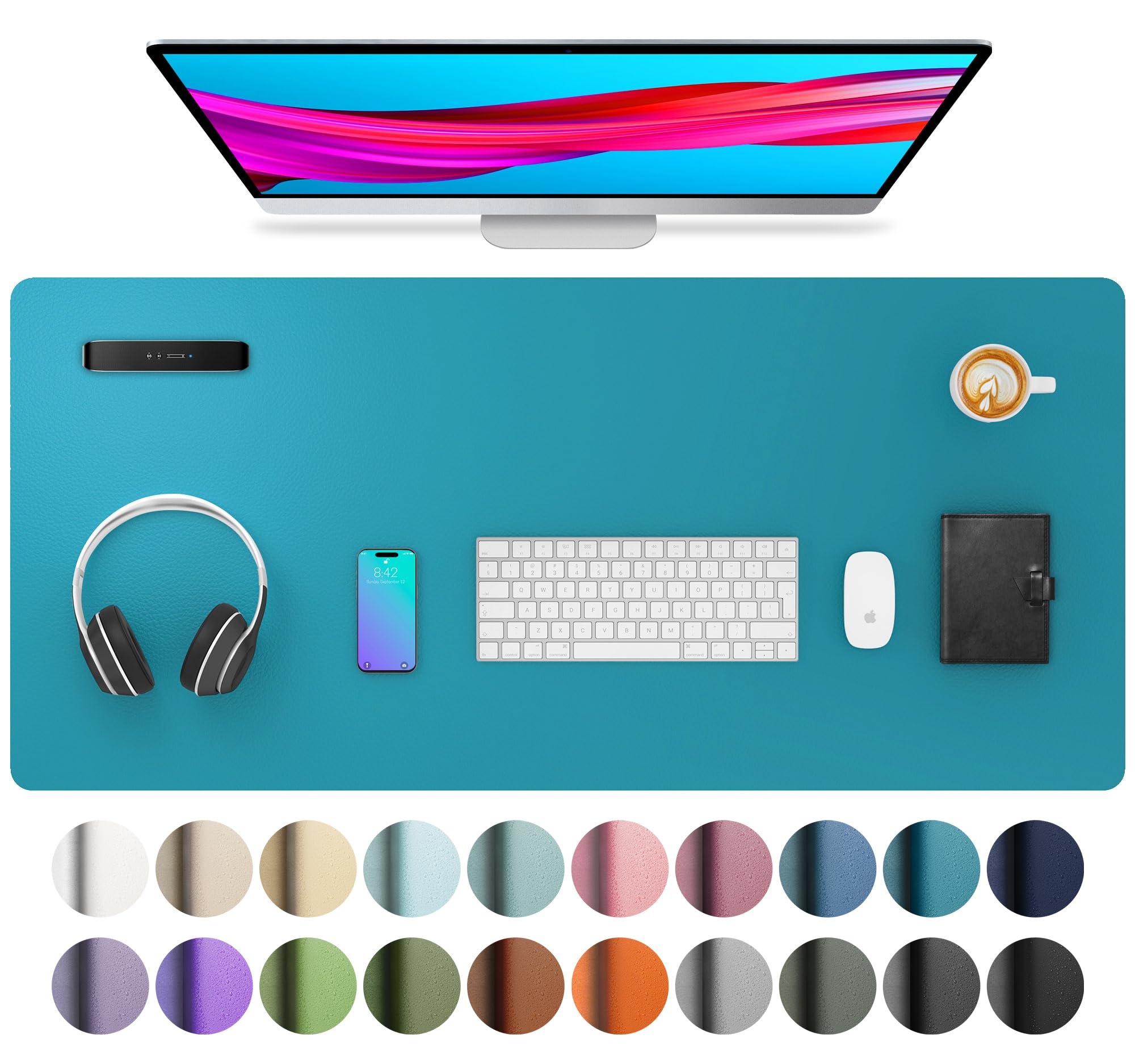 Waterproof PU Leather Desk Pad & Mouse Pad with Non-Slip Base