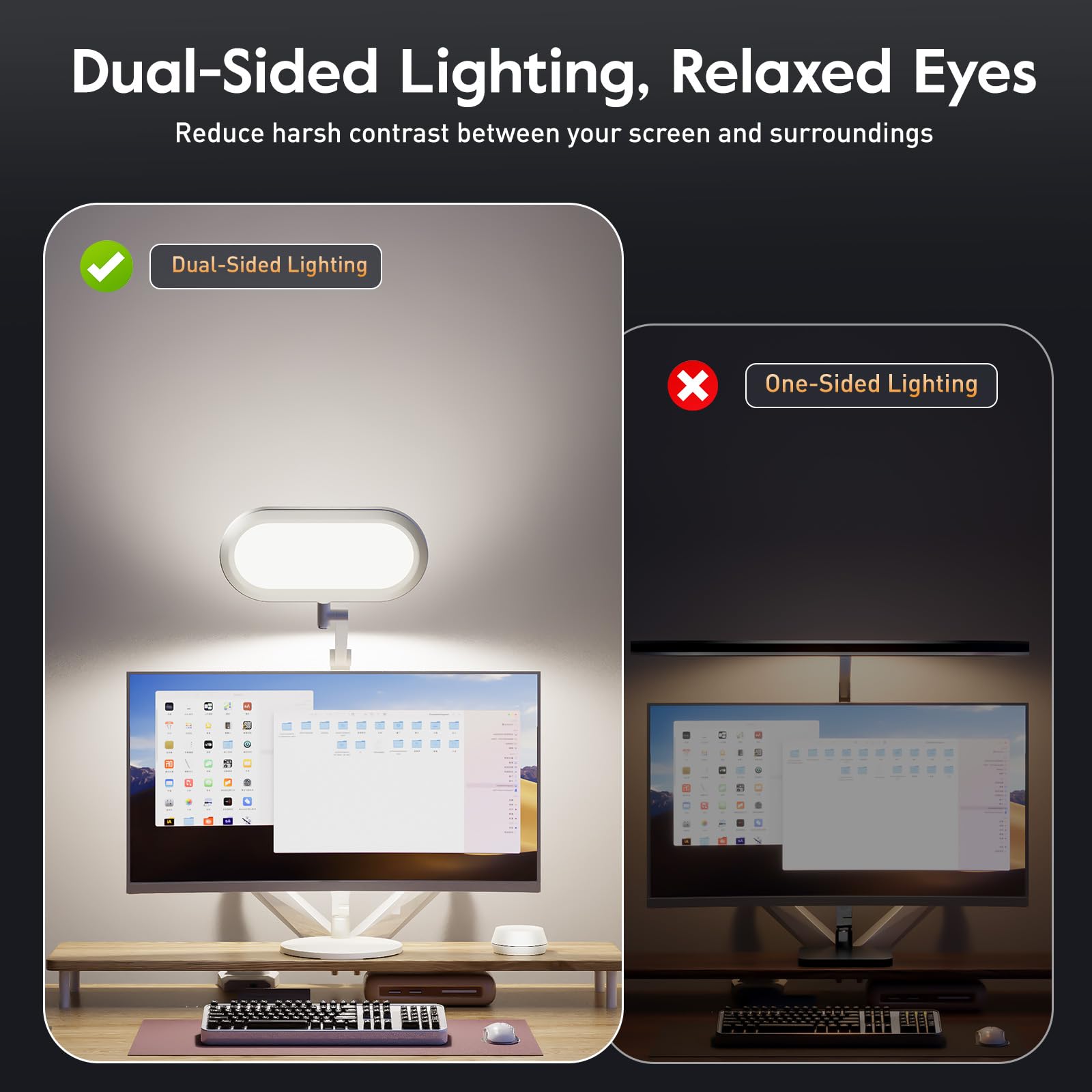 LitONES Dual-Sided LED Desk Lamp with Knob Remote