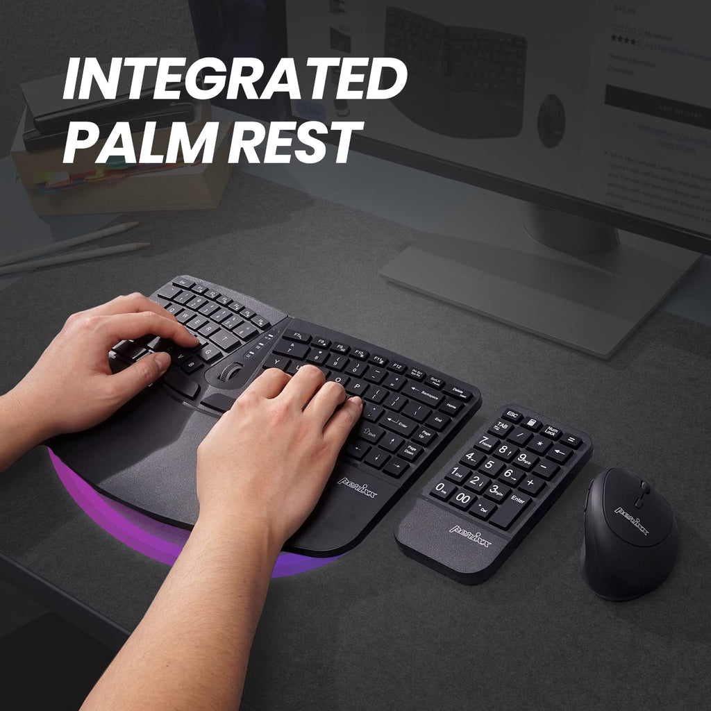 Perixx PERIDUO-406, Wired Mini Ergonomic Split Keyboard and Vertical Mouse Combo