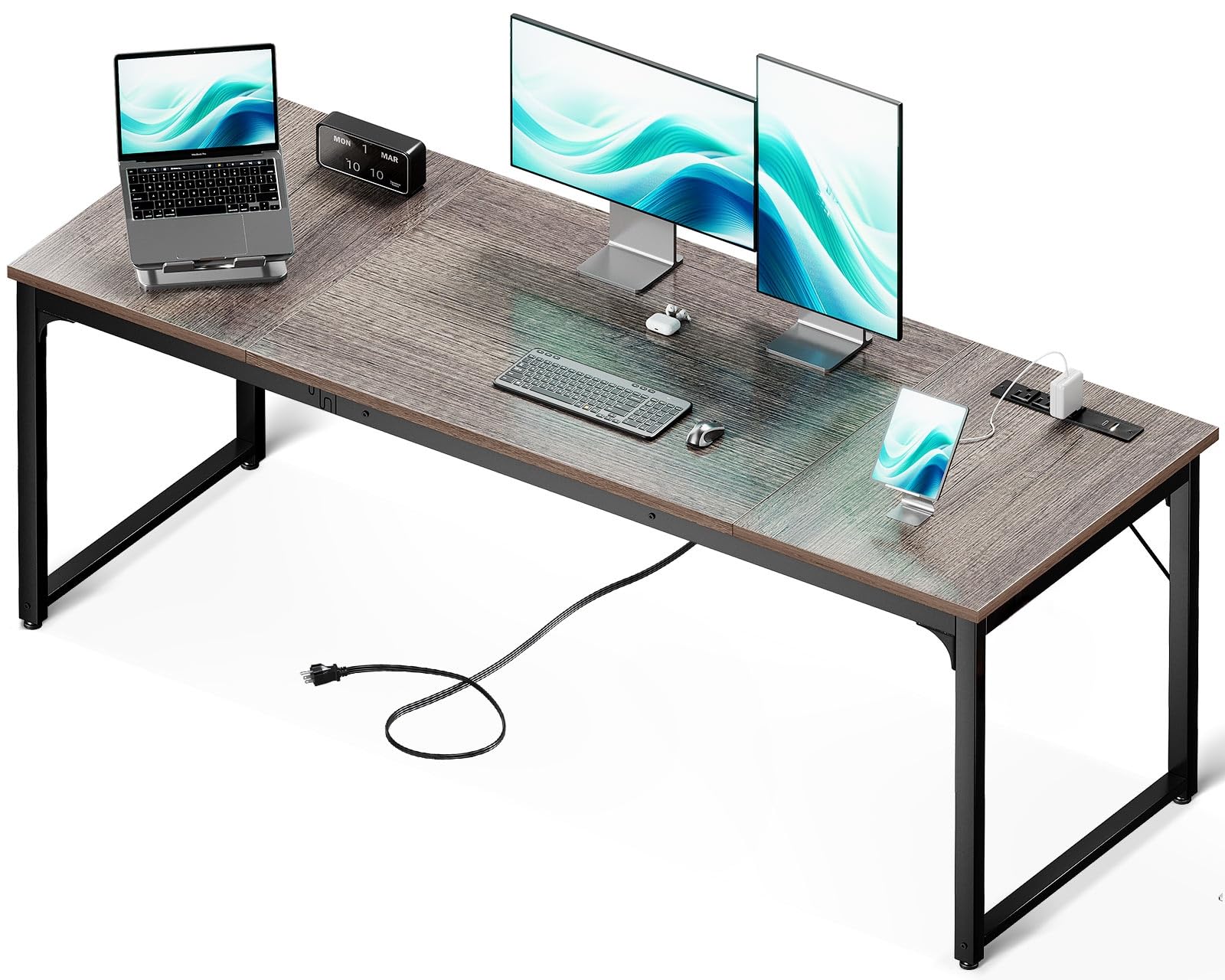 Coleshome Large Computer Desk with Built-In USB Ports