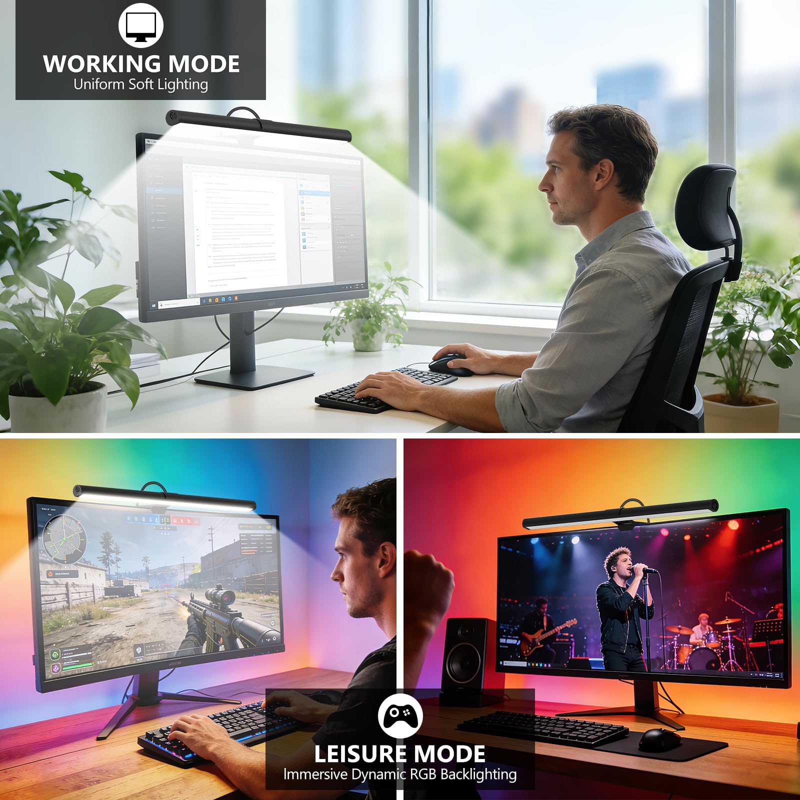 SAMPHON RGB Monitor Light Bar with Eye-Care Dual Lighting