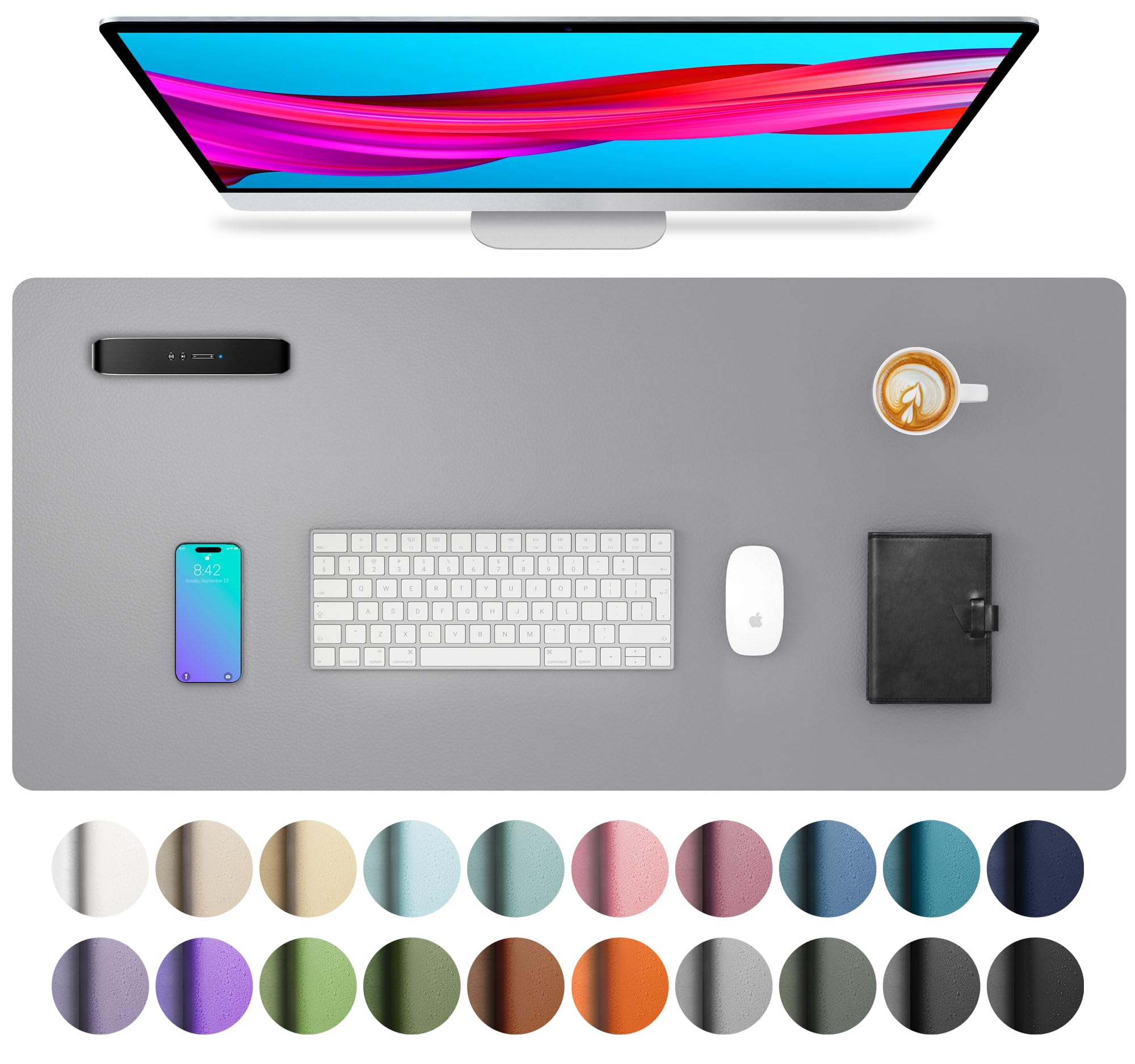 Waterproof PU Leather Desk Pad & Mouse Pad with Non-Slip Base