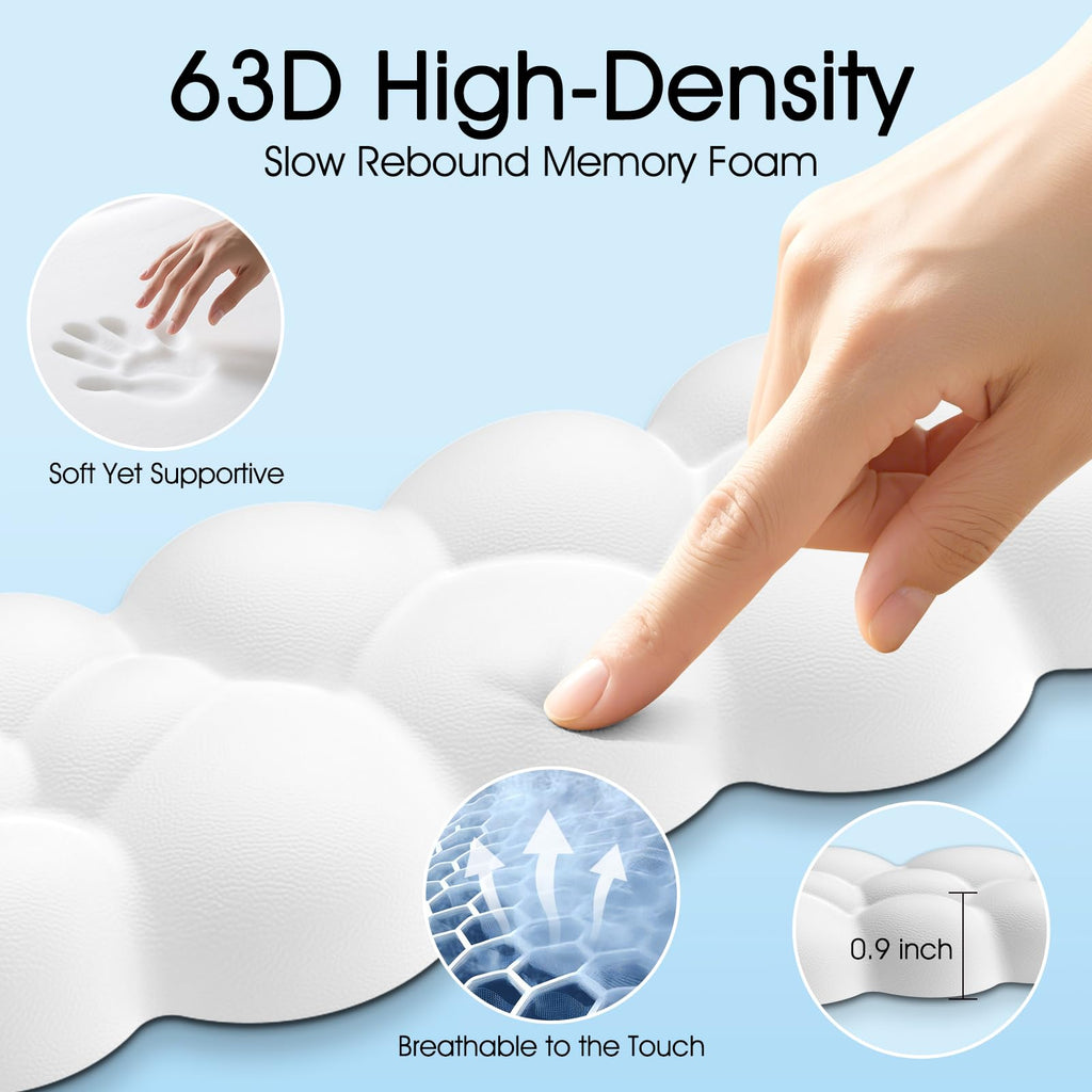 Retuhapy Cloud Wrist Rest Keyboard Cushion, 4-in-1 Ergonomic Cloud Keyboard Wrist Rest and Mouse Pad Set with Memory Foam Arm Support for Palm, Cute Desk Accessory for PC Gaming Setup