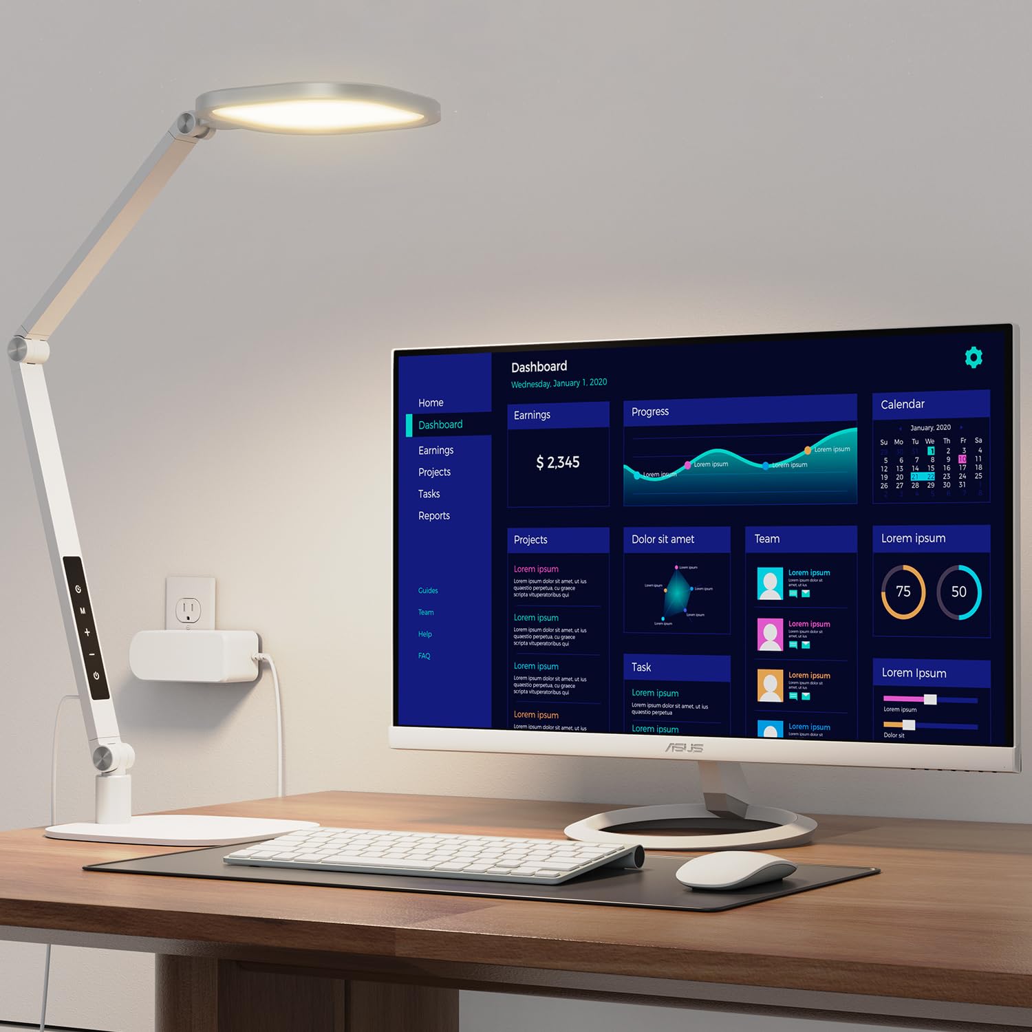 LitONES Edge-Lit LED Desk Lamp for Home Office