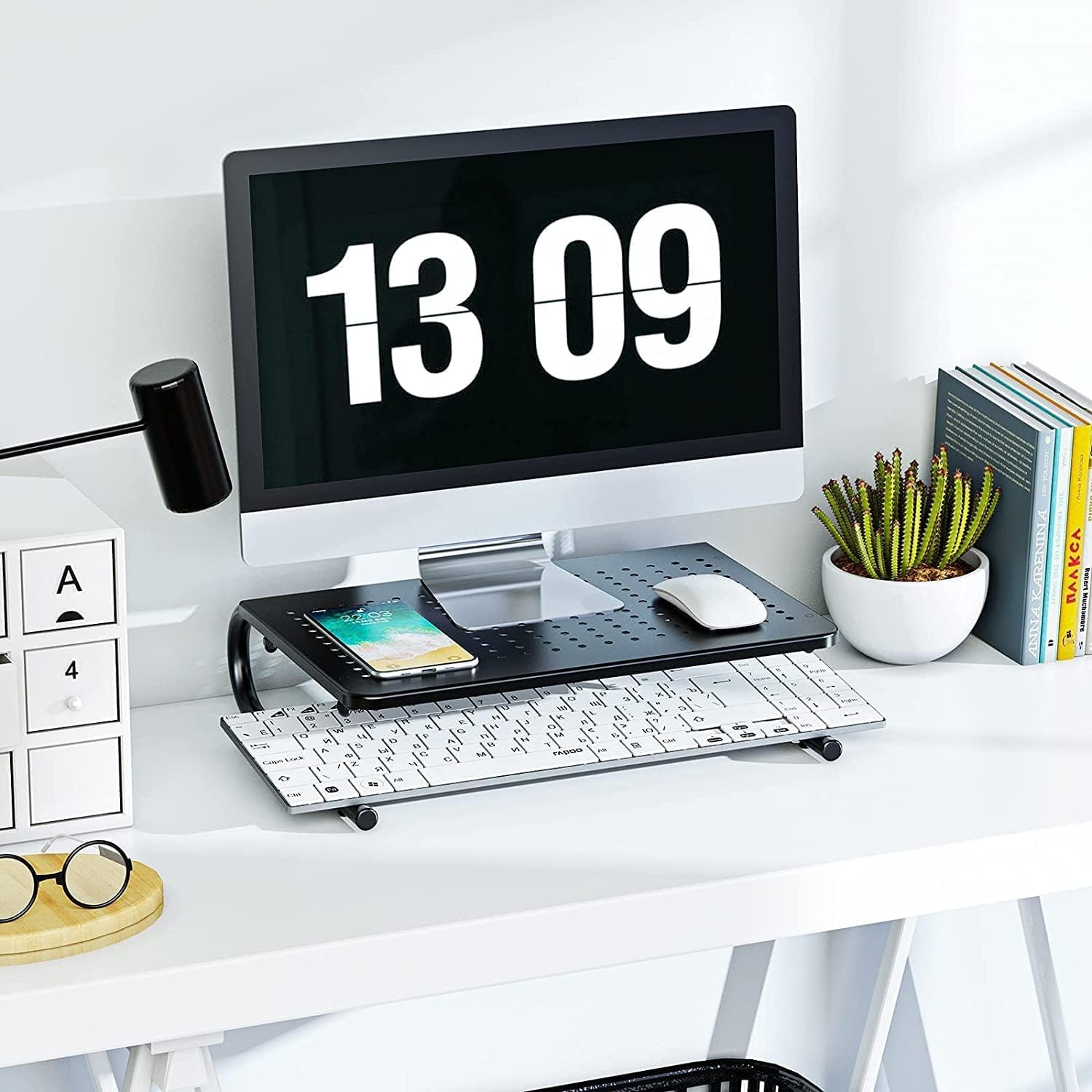 HUANUO Monitor Stand Riser with Vented Laptop Shelf