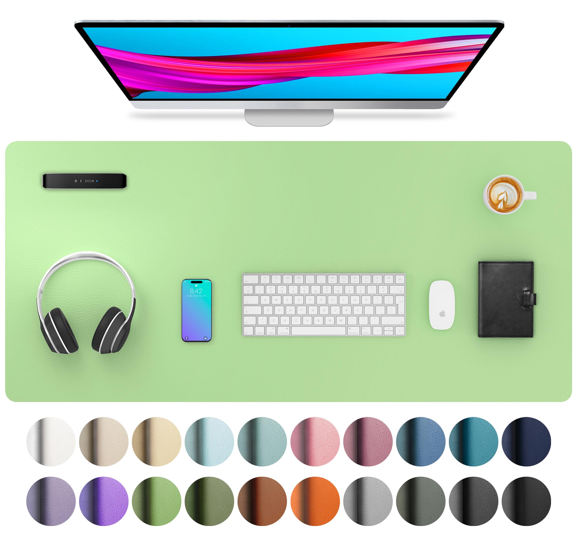 Waterproof PU Leather Desk Pad & Mouse Pad with Non-Slip Base