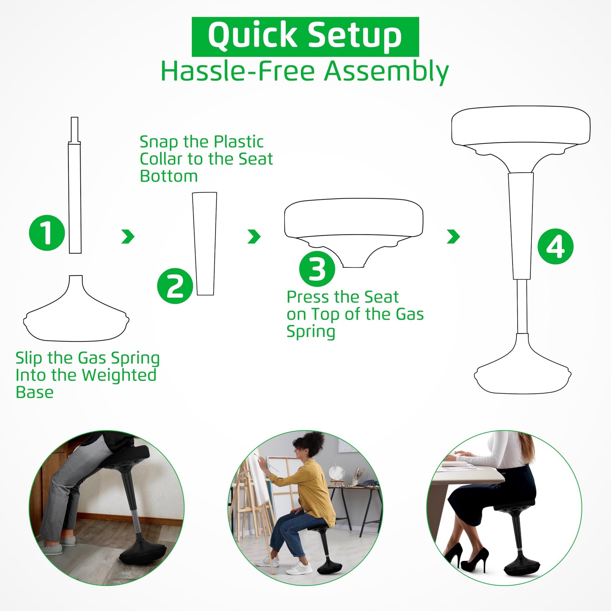 Adjustable Ergonomic Wobble Stool for Standing Desks