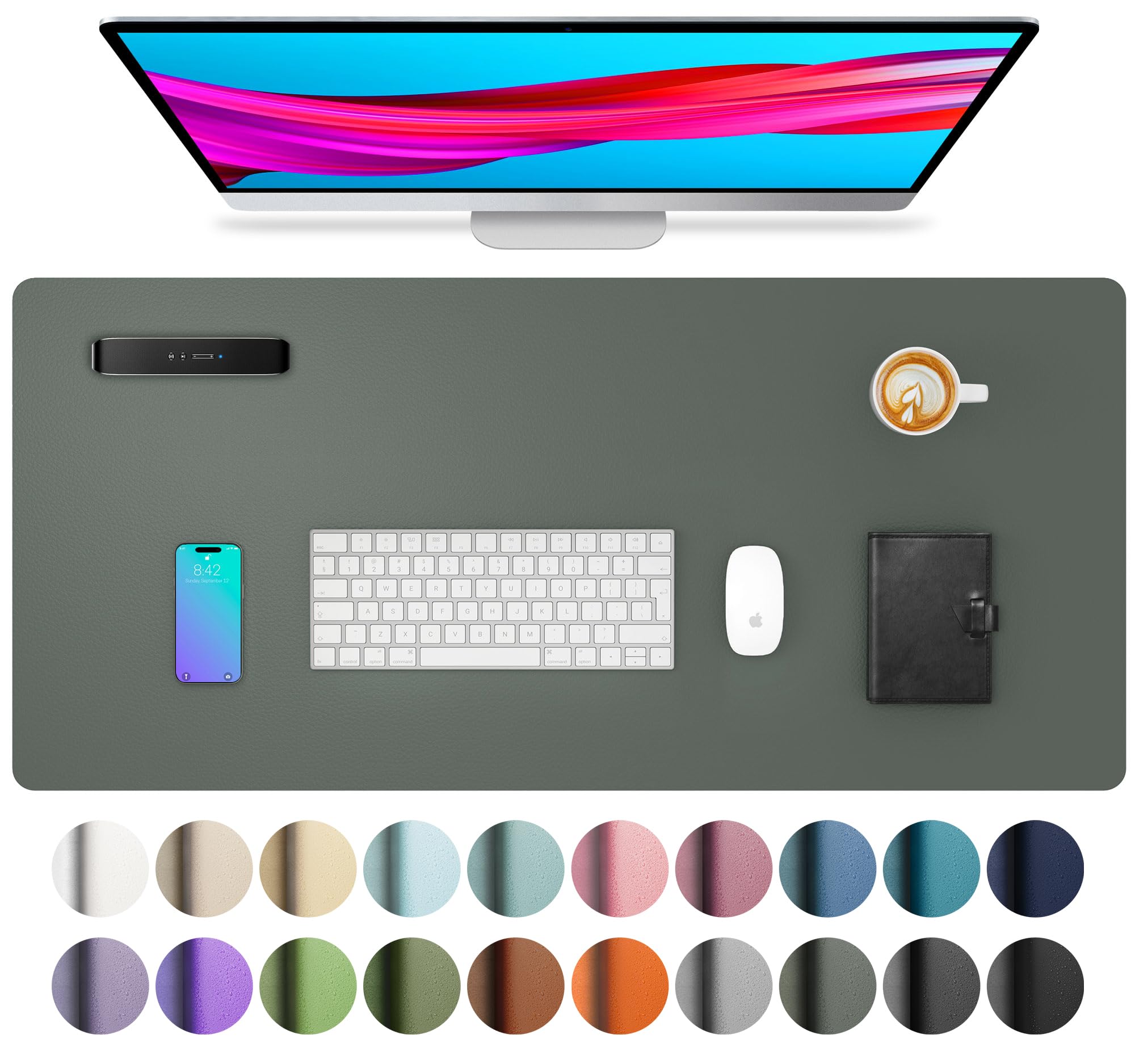 Waterproof PU Leather Desk Pad & Mouse Pad with Non-Slip Base