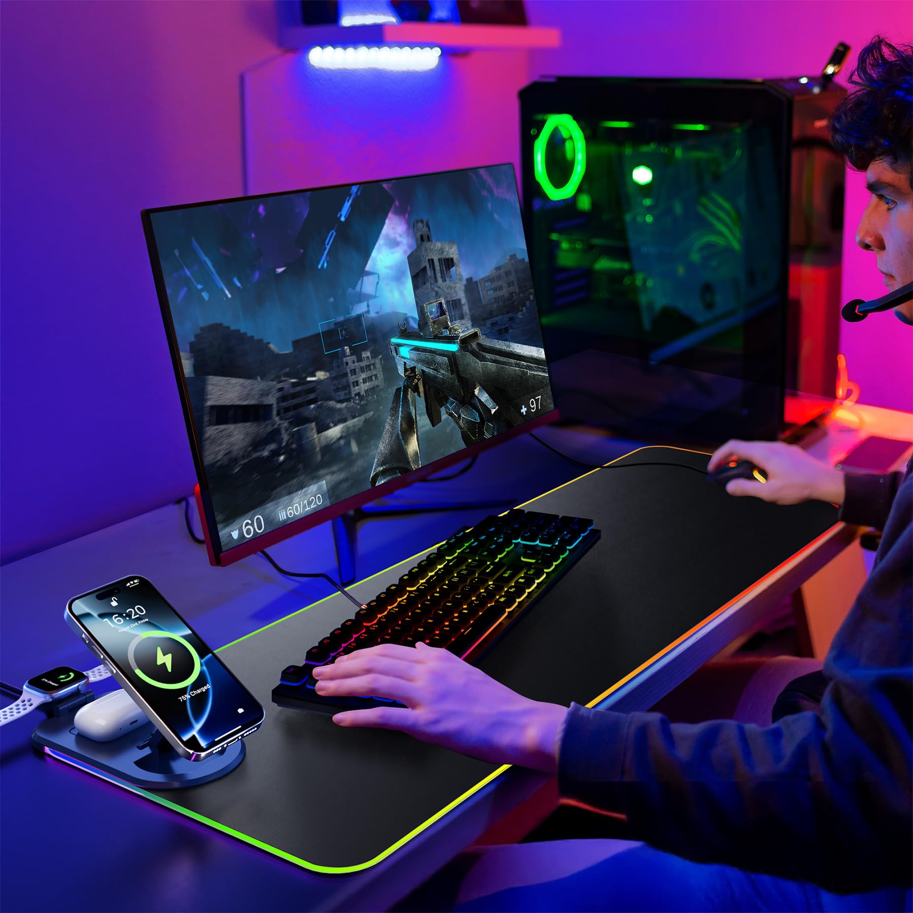 HAUTOCO 31.5-Inch Extended Gaming Mouse Pad Desk Mat