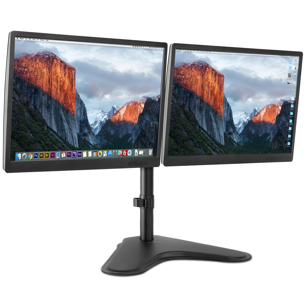 Mount-It! Dual Monitor Stand for Desk - Double Monitor Mount for 2 Screens up to 32 Inch and 17 Lbs - Free-Standing Base Swivel, Tilt, Rotates 360 Adjustable Arms - VESA Compatible High Grade Steel